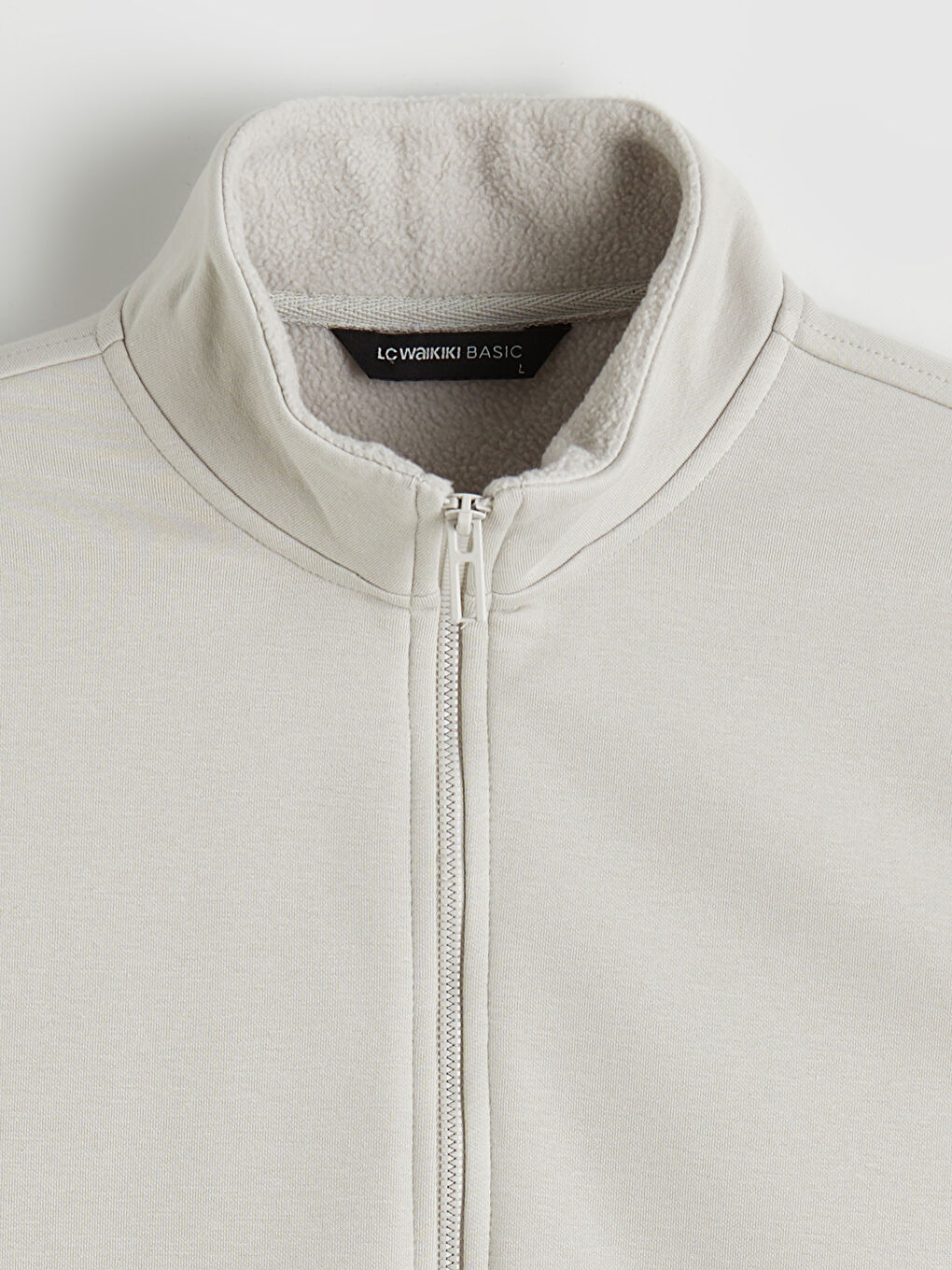 Bej Dik Yaka Fermuarlı Erkek Polar Yelek-2