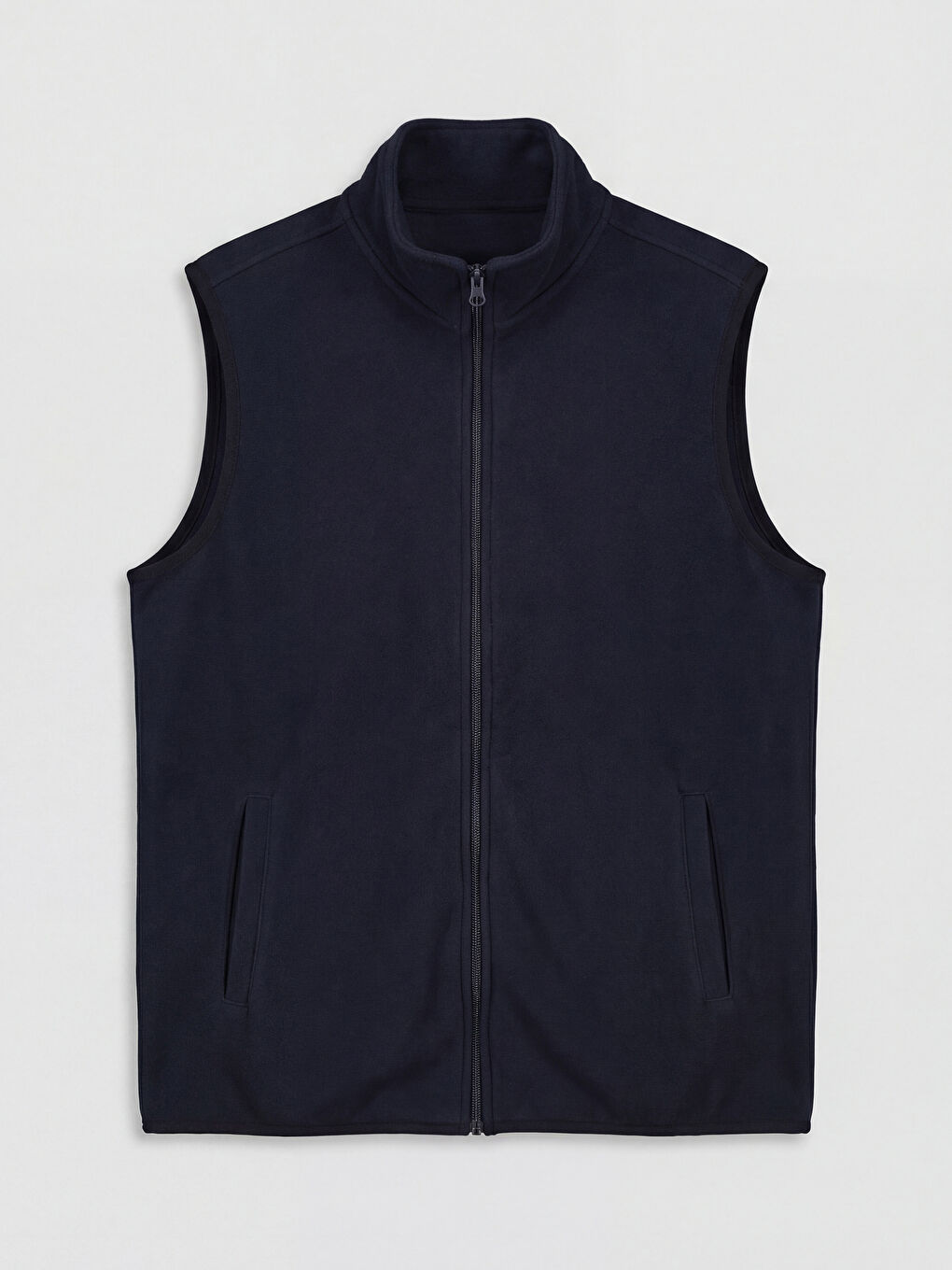 Lacivert Dik Yaka Fermuarlı Erkek Polar Yelek