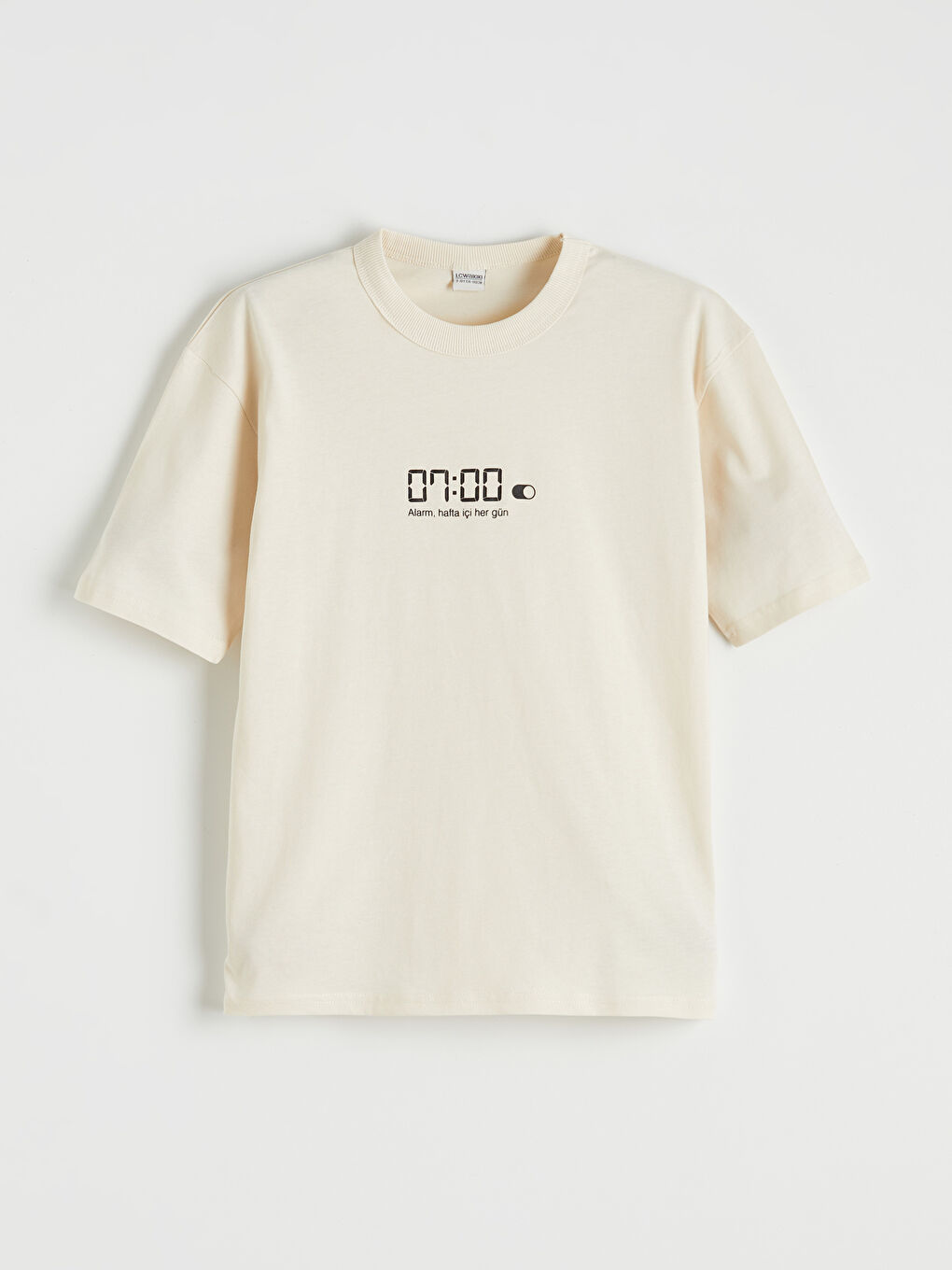 Bej Bisiklet Yaka Yazı Baskılı Erkek Çocuk Tişört