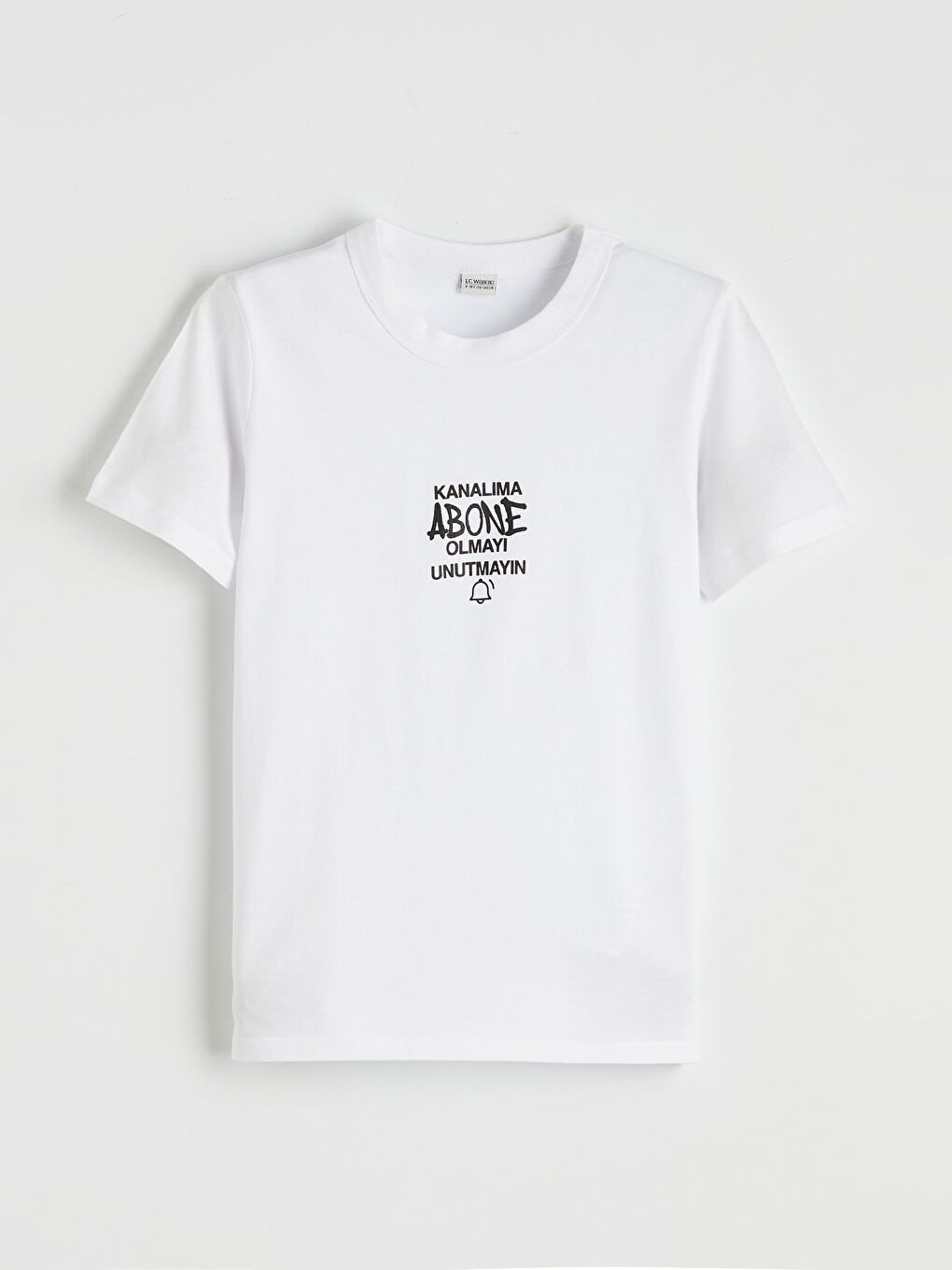 Beyaz Bisiklet Yaka Baskılı Erkek Çocuk Tişört
