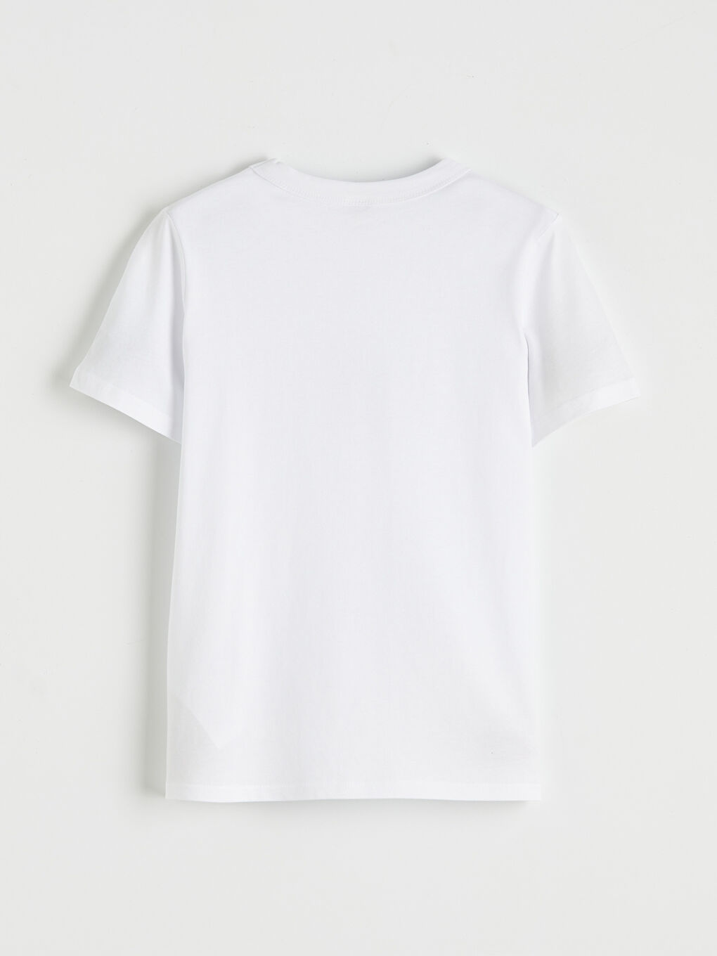 Beyaz Bisiklet Yaka Baskılı Erkek Çocuk Tişört-1