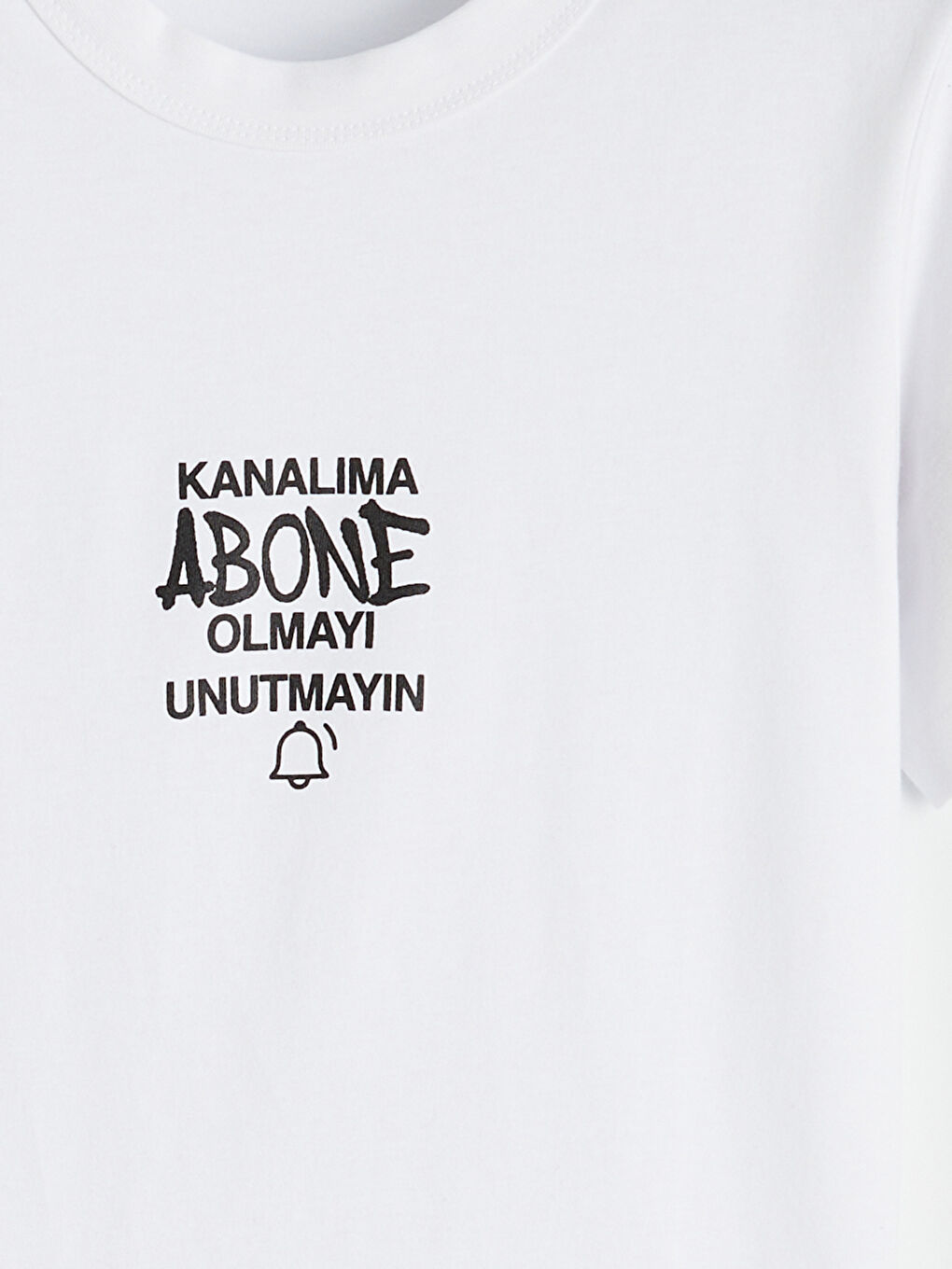 Beyaz Bisiklet Yaka Baskılı Erkek Çocuk Tişört-2