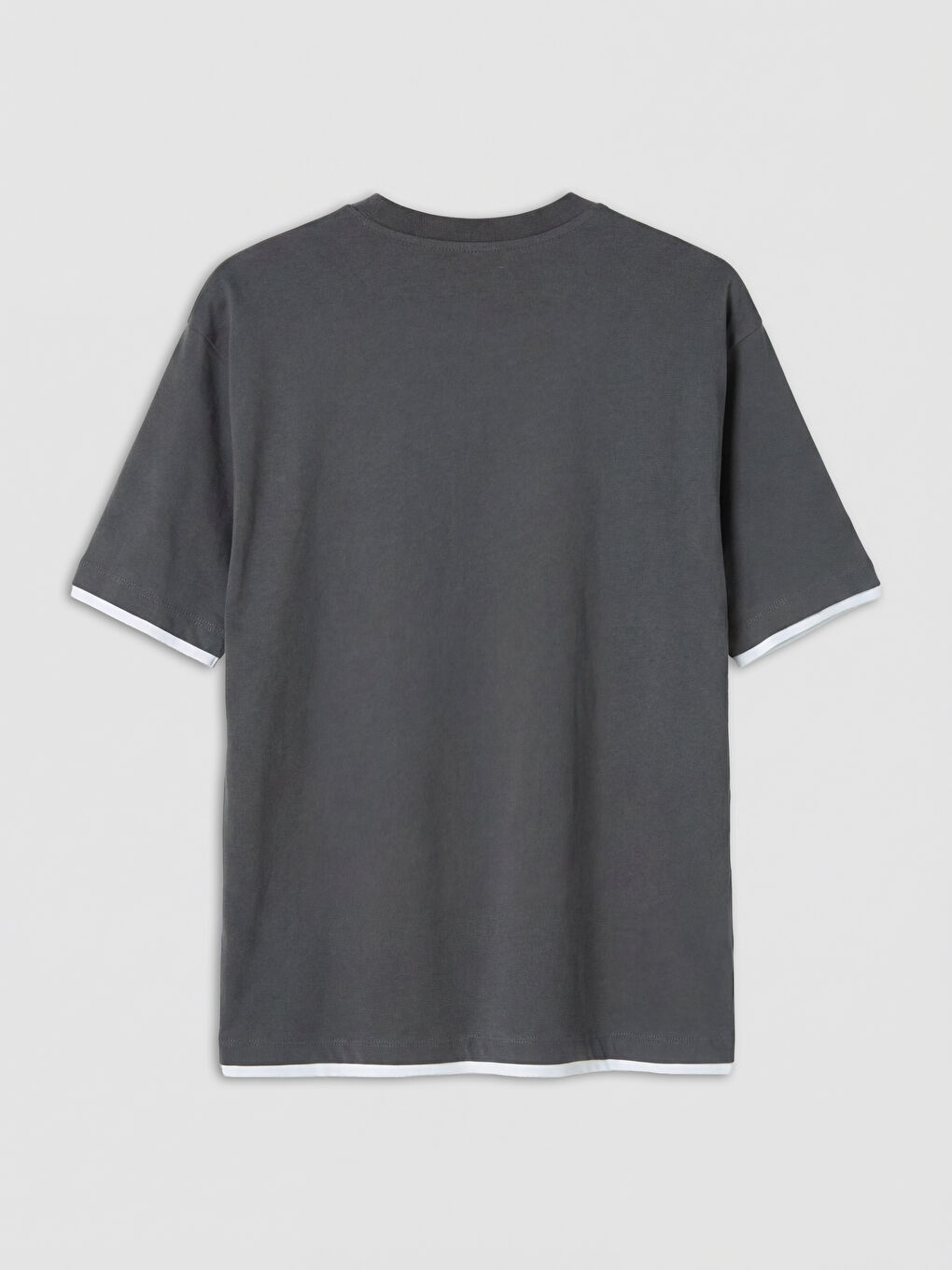 Antrasit Bisiklet Yaka Penye Erkek Tişört-1