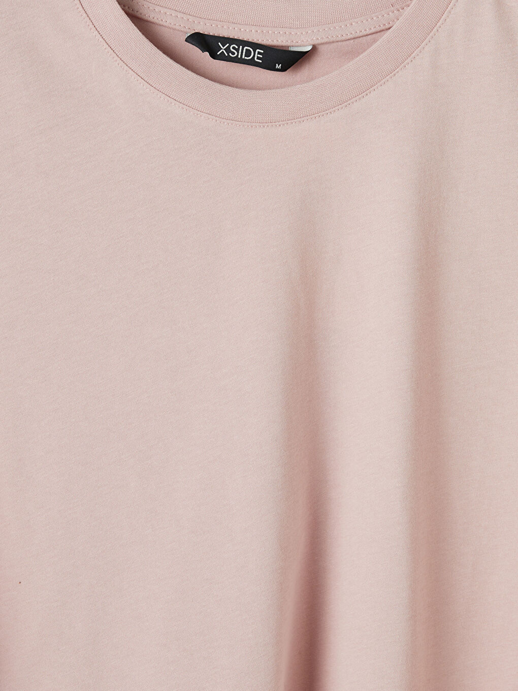 Pembe Bisiklet Yaka Penye Erkek Tişört-2