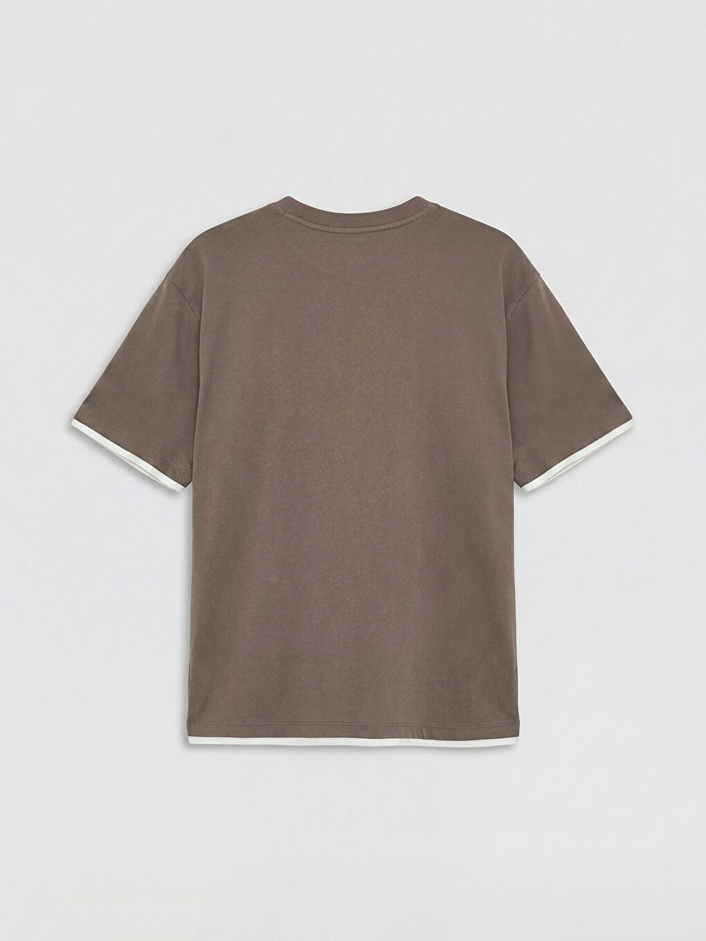 Kahverengi Bisiklet Yaka Penye Erkek Tişört-1