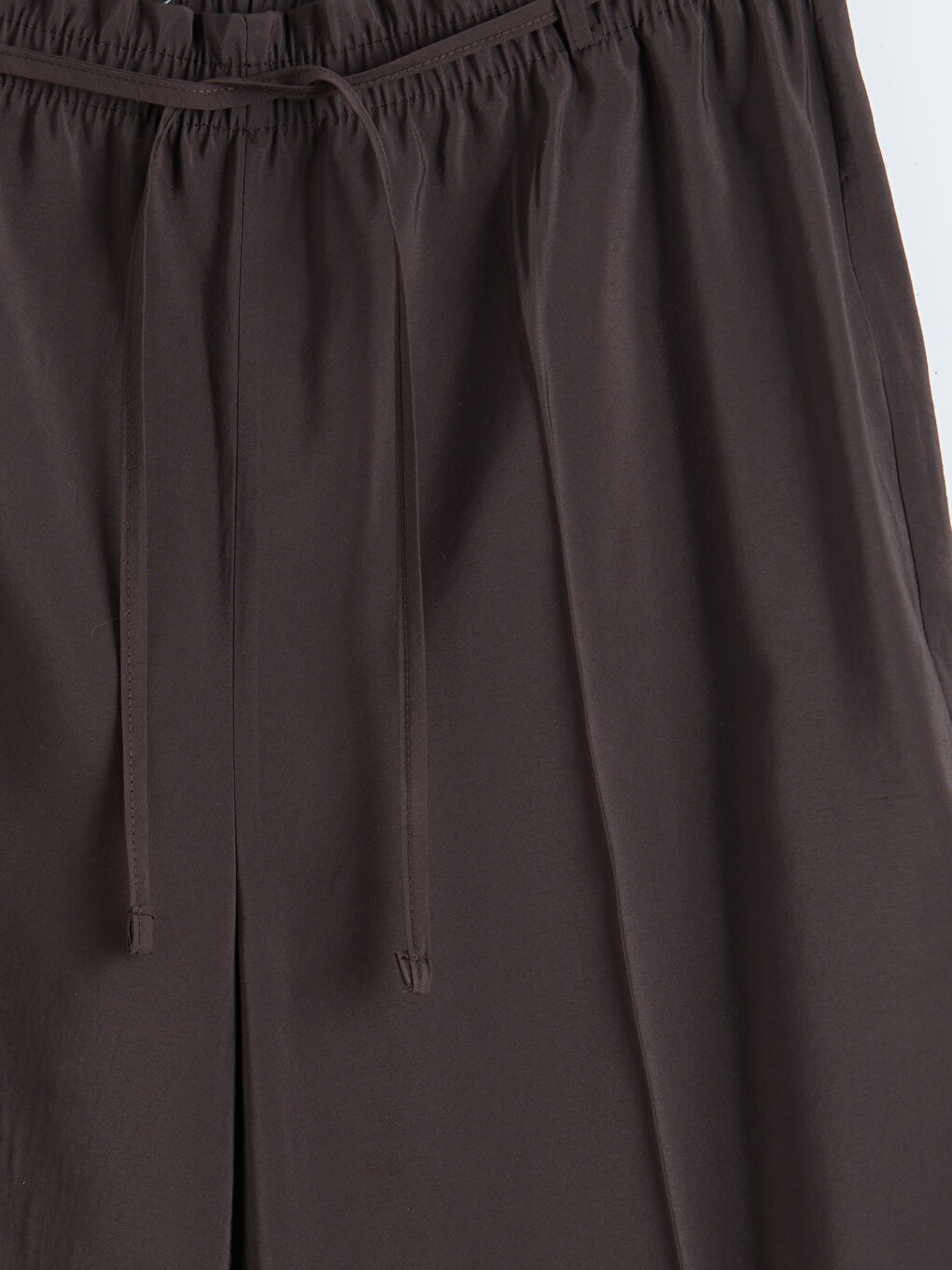 Kahverengi Beli Lastikli Geniş Paça Kadın Pantolon-2