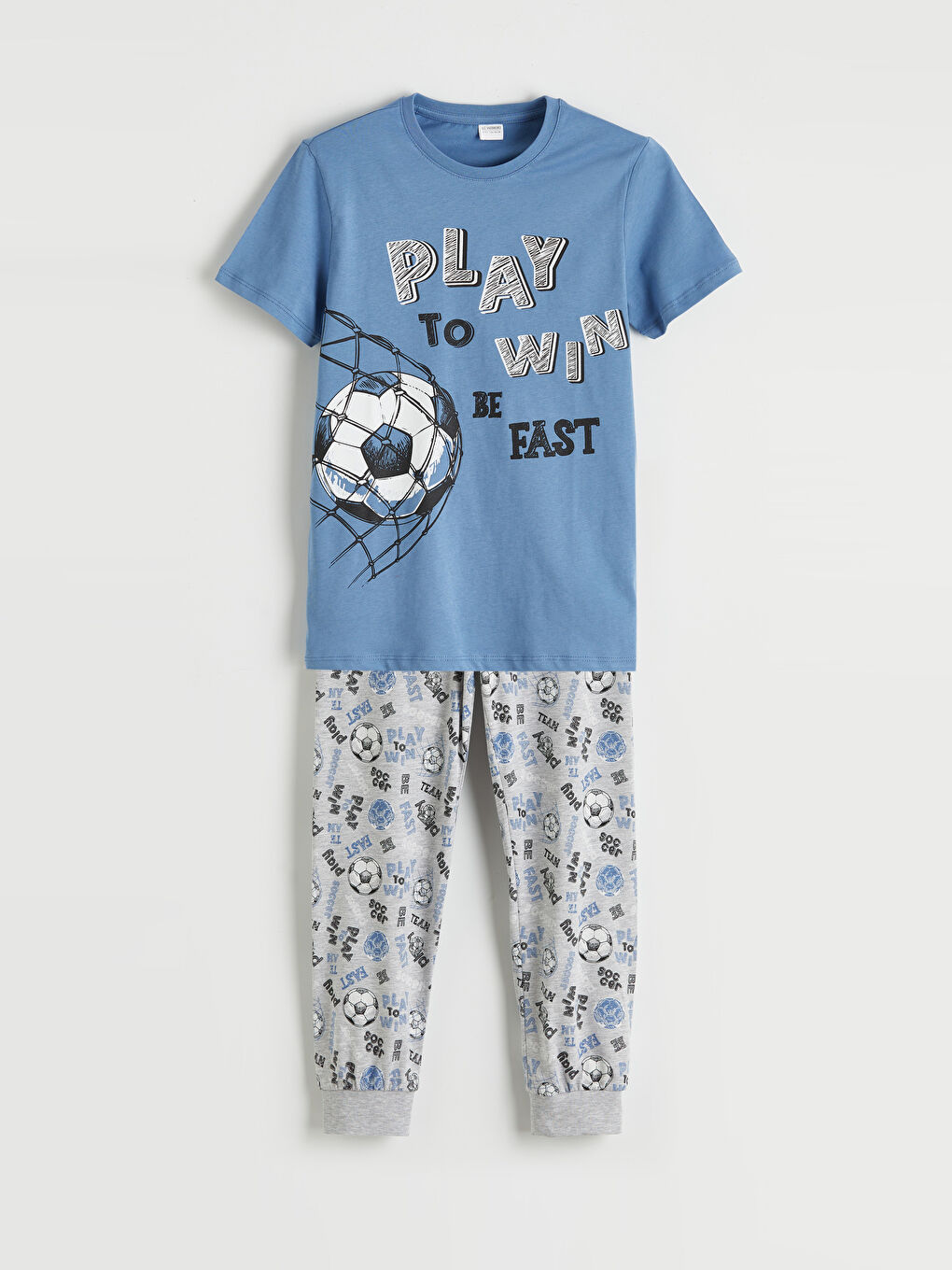 Mavi Baskılı Erkek Çocuk Pijama Takım-1