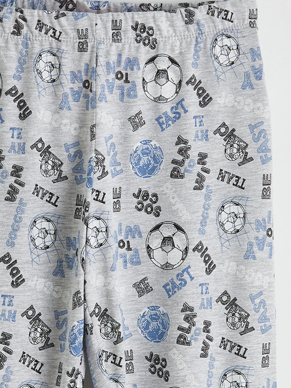 Gri Bisiklet Yaka Baskılı Erkek Çocuk Pijama Takım-6