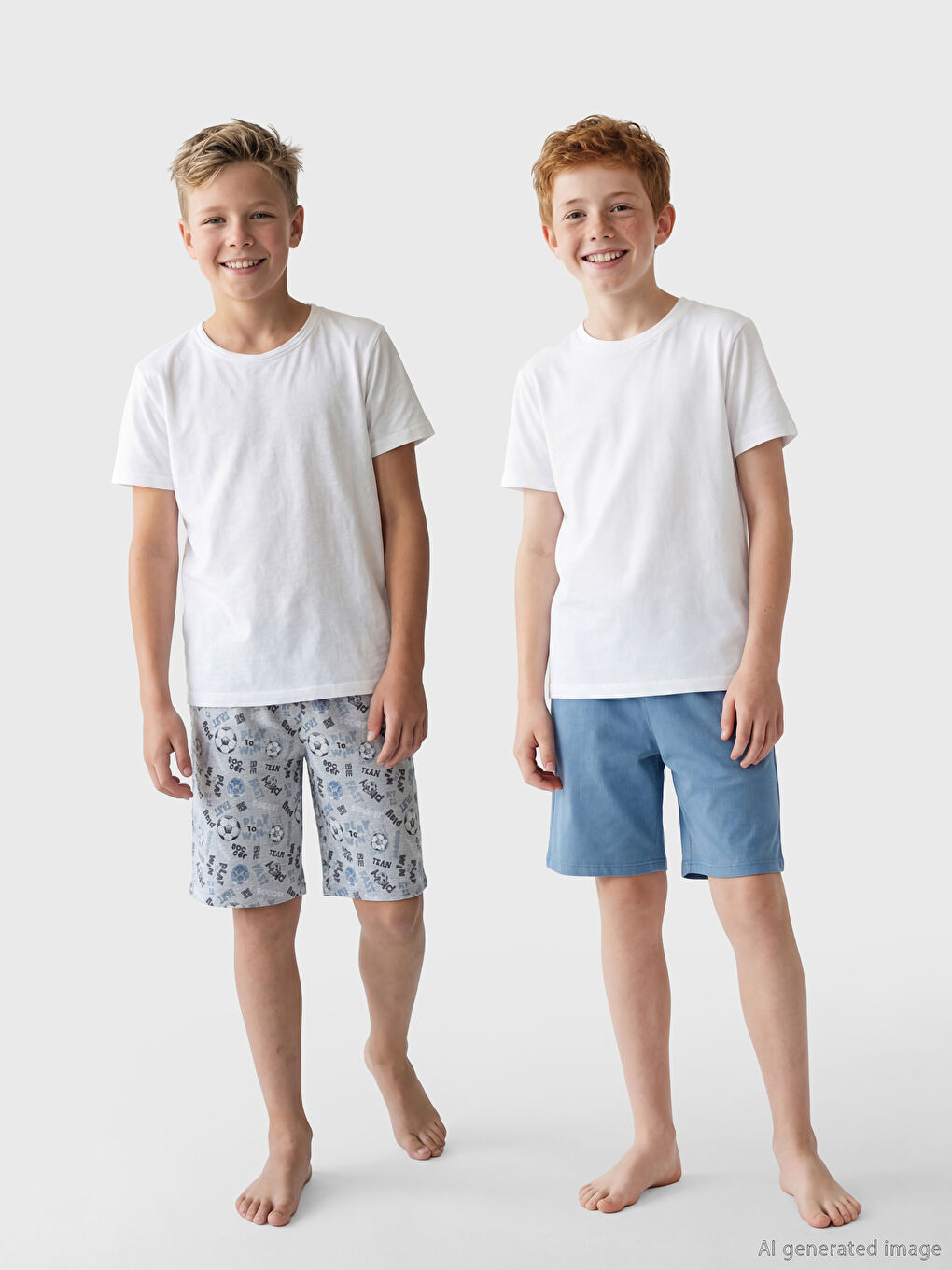 Gri Beli Lastikli Erkek Çocuk Pijama Şort 2'li