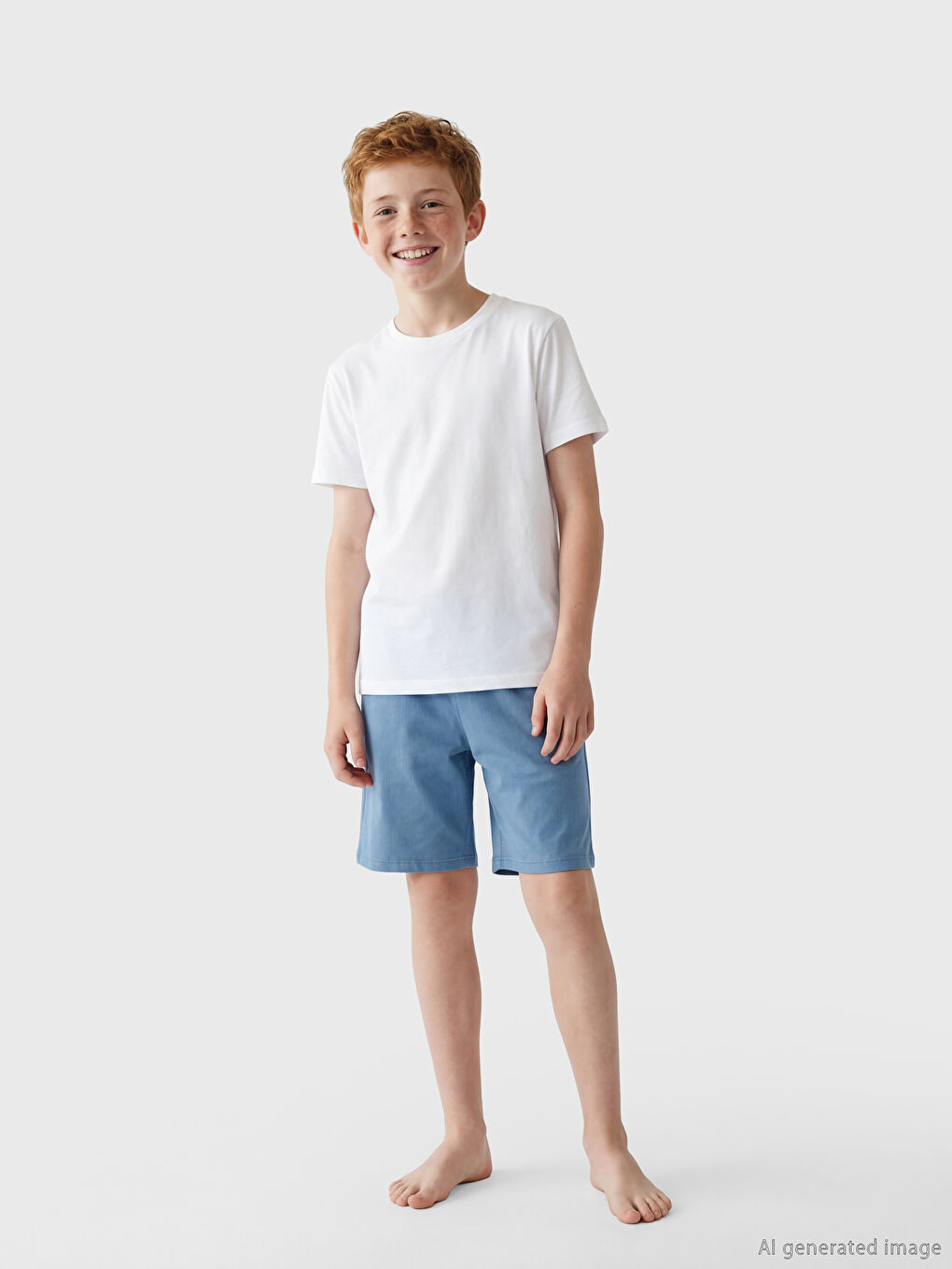 Gri Beli Lastikli Erkek Çocuk Pijama Şort 2'li-2