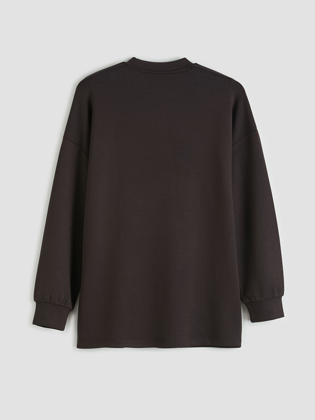 Kahverengi Bisiklet Yaka Desenli Kadın Sweatshirt Tunik-5