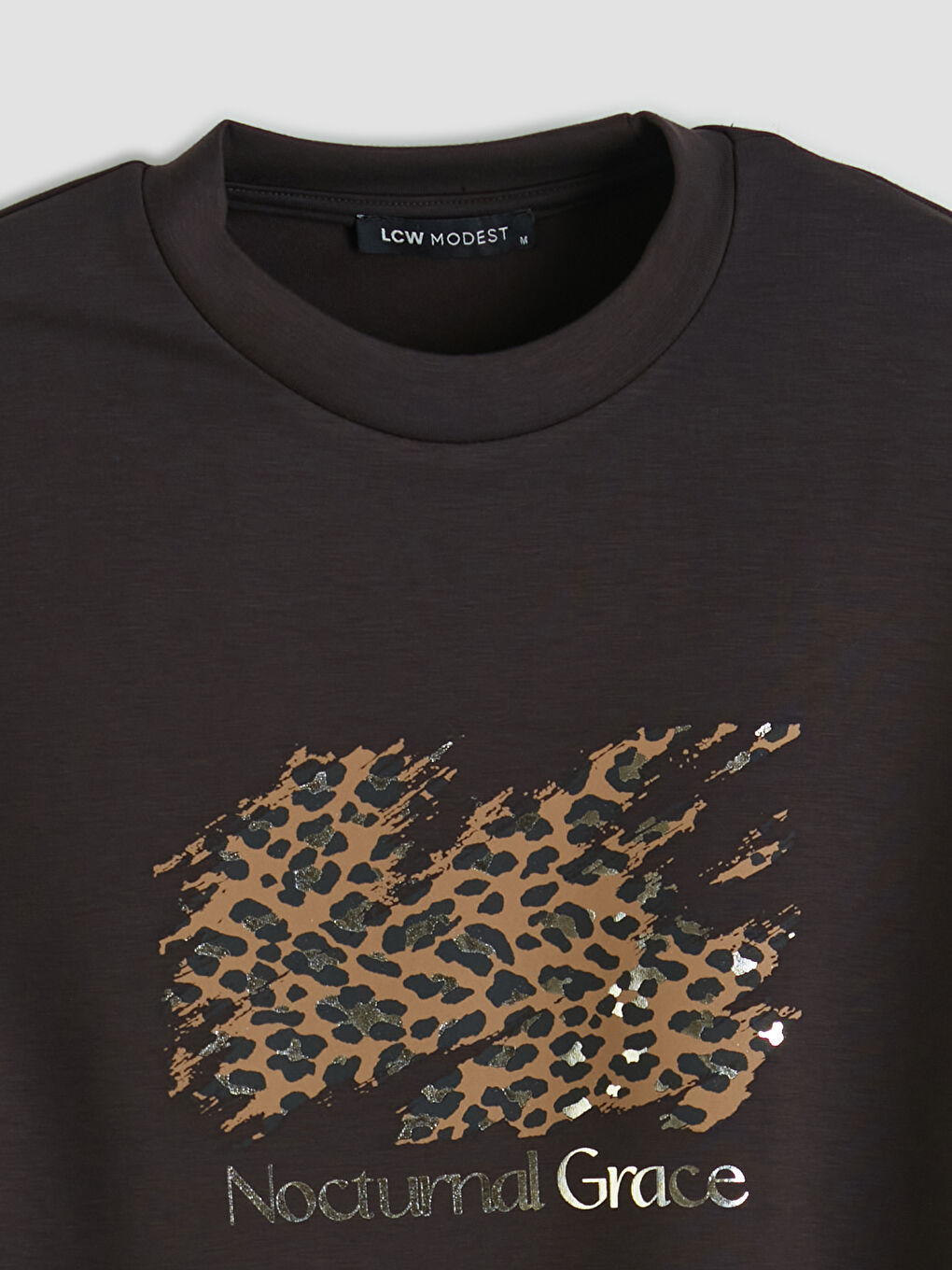 Kahverengi Bisiklet Yaka Desenli Kadın Sweatshirt Tunik-6