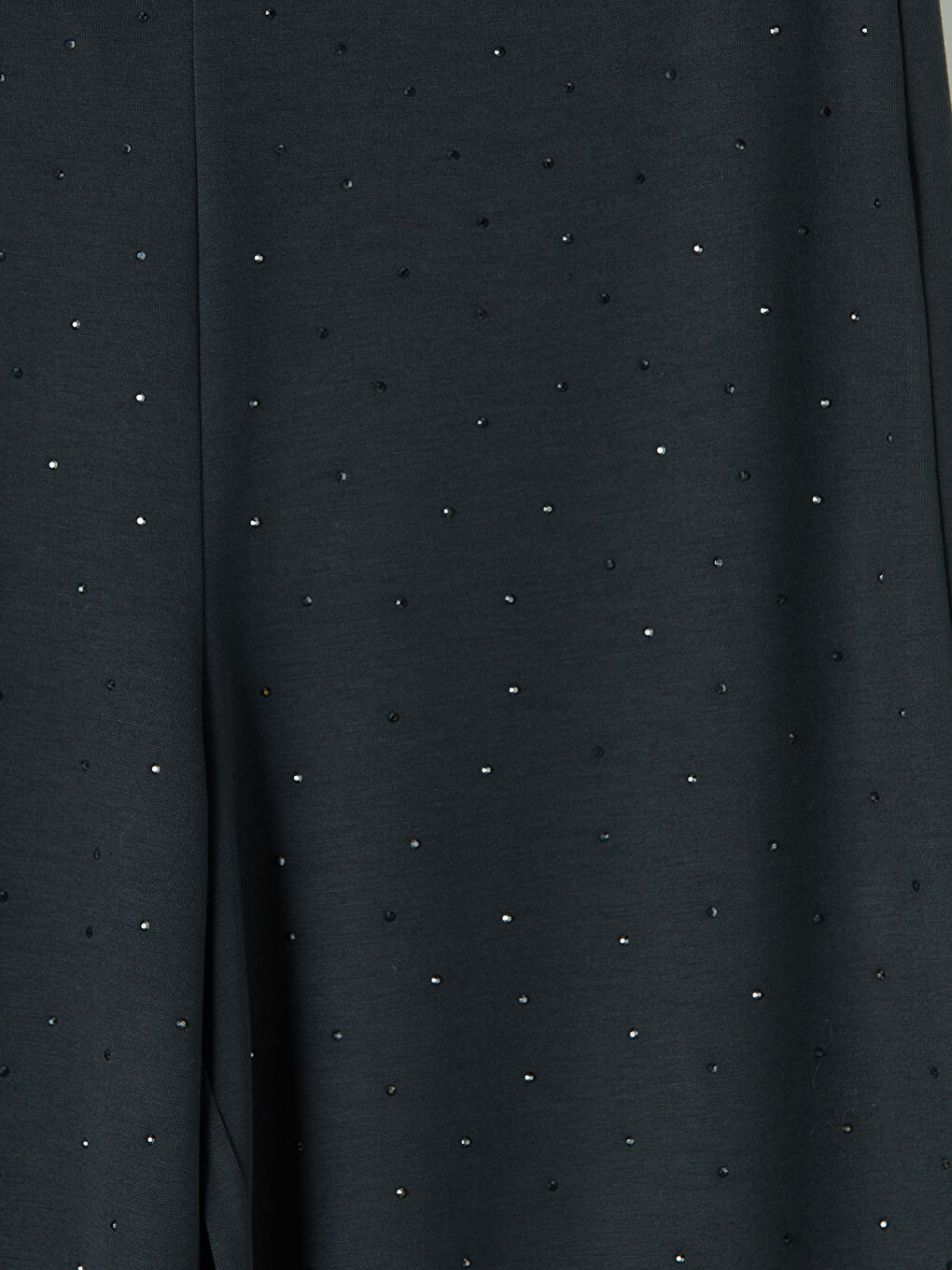 Antrasit Soft Touch Taşlı Kadın Eşofman Altı-2