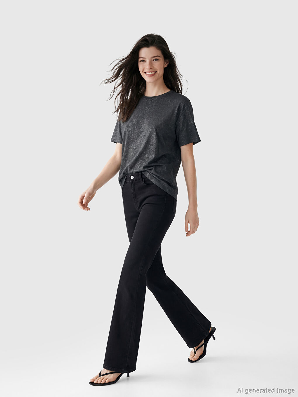 Antrasit Bisiklet Yaka Desenli Bluz-1