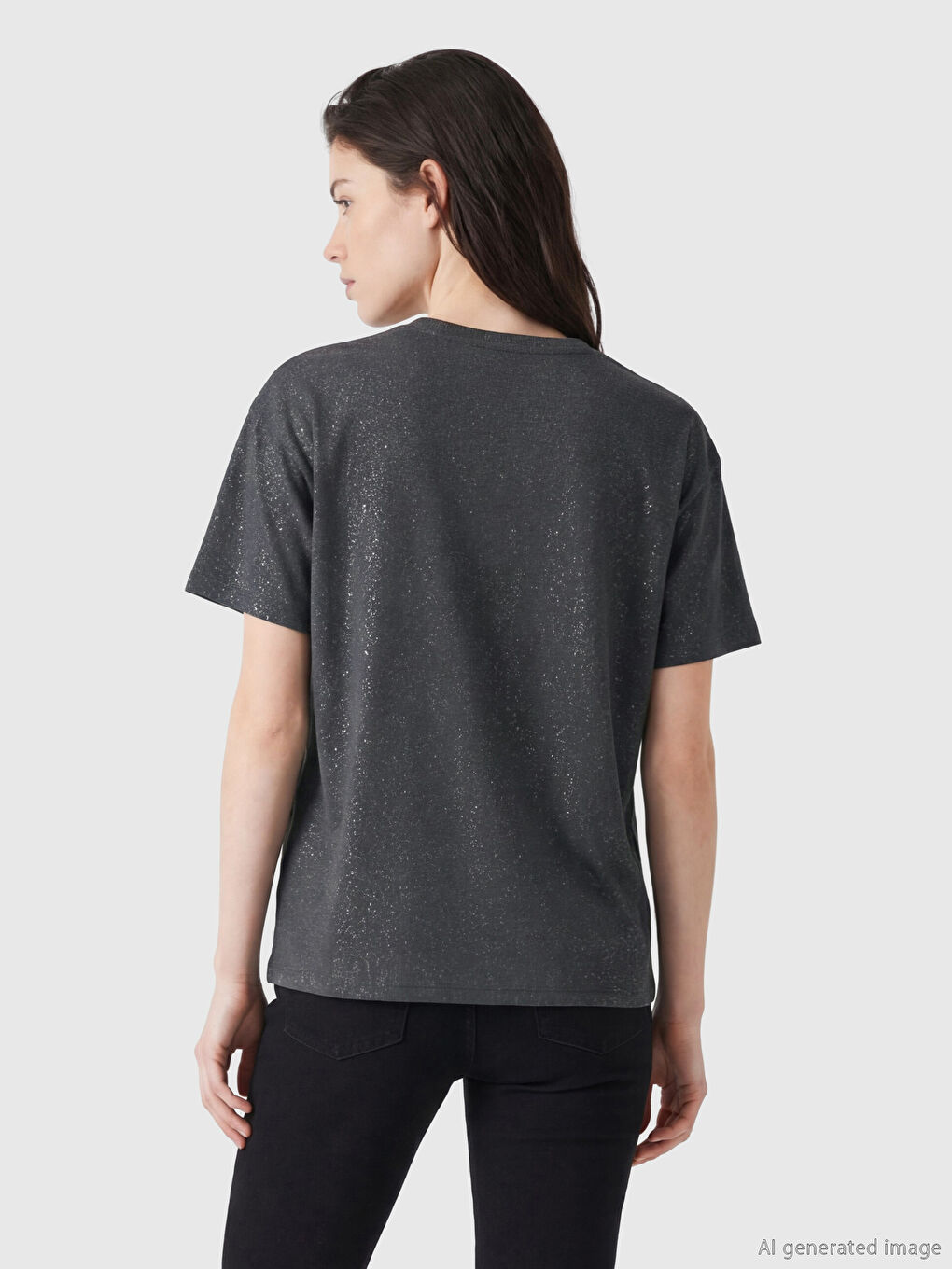 Antrasit Bisiklet Yaka Desenli Bluz-2