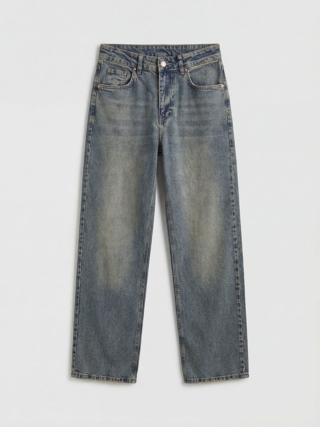 İndigo Yüksek Bel Straight Fit Kadın Jean Pantolon