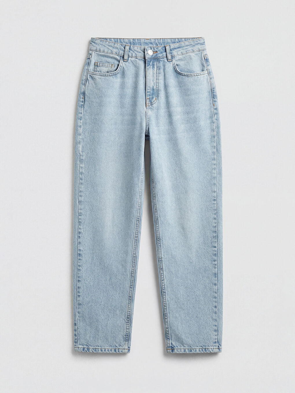 İndigo Yüksek Bel Straight Fit Kadın Jean Pantolon-4