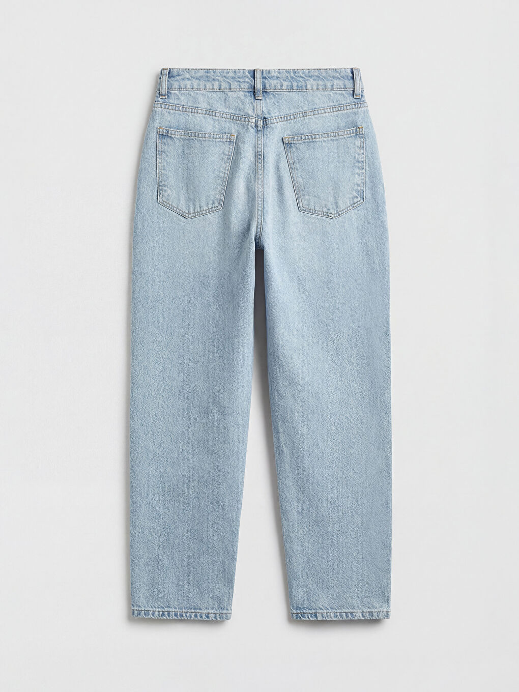 İndigo Yüksek Bel Straight Fit Kadın Jean Pantolon-5