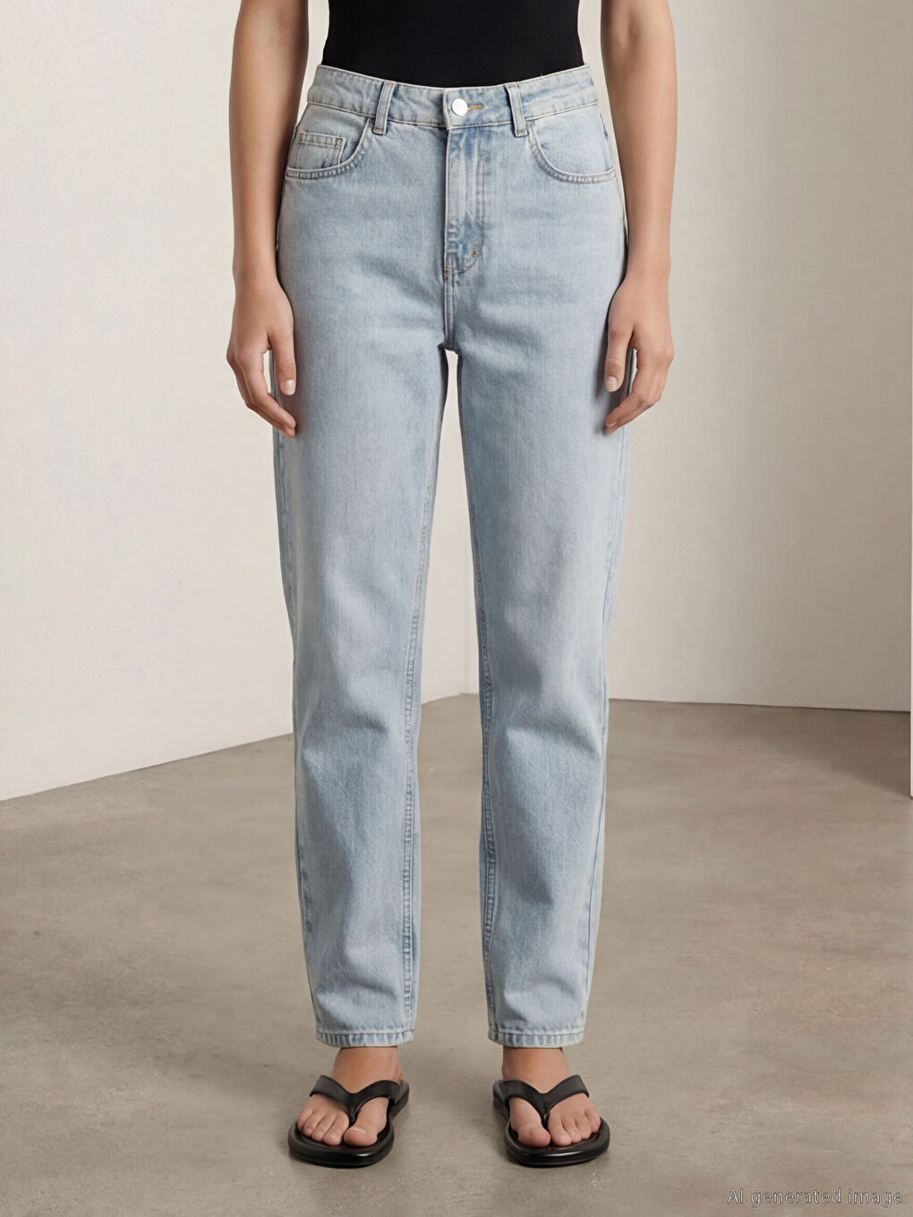 İndigo Yüksek Bel Straight Fit Kadın Jean Pantolon-1