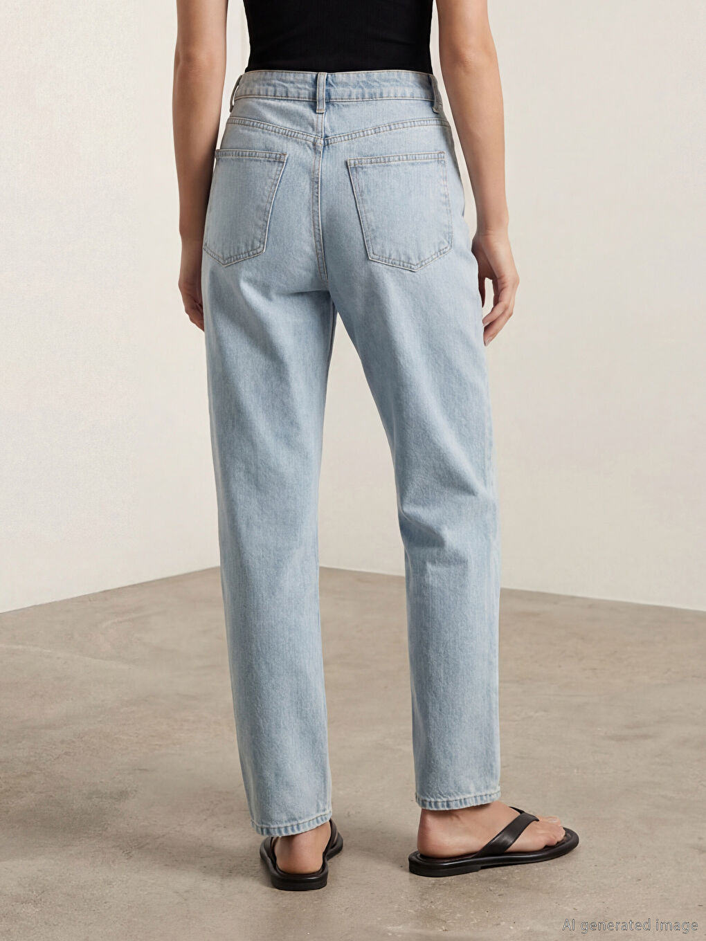 İndigo Yüksek Bel Straight Fit Kadın Jean Pantolon-3