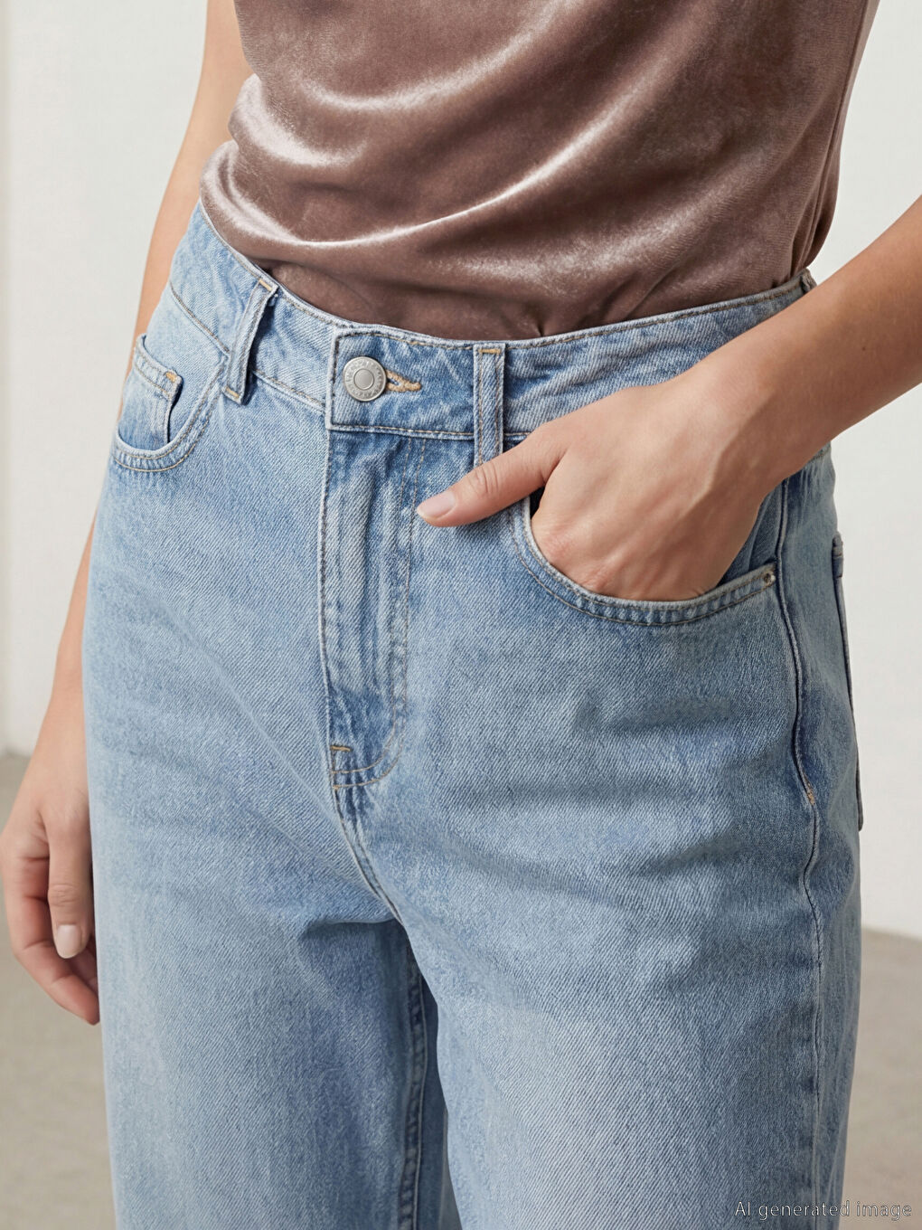 İndigo Mom Fit Kadın Jean Pantolon-2