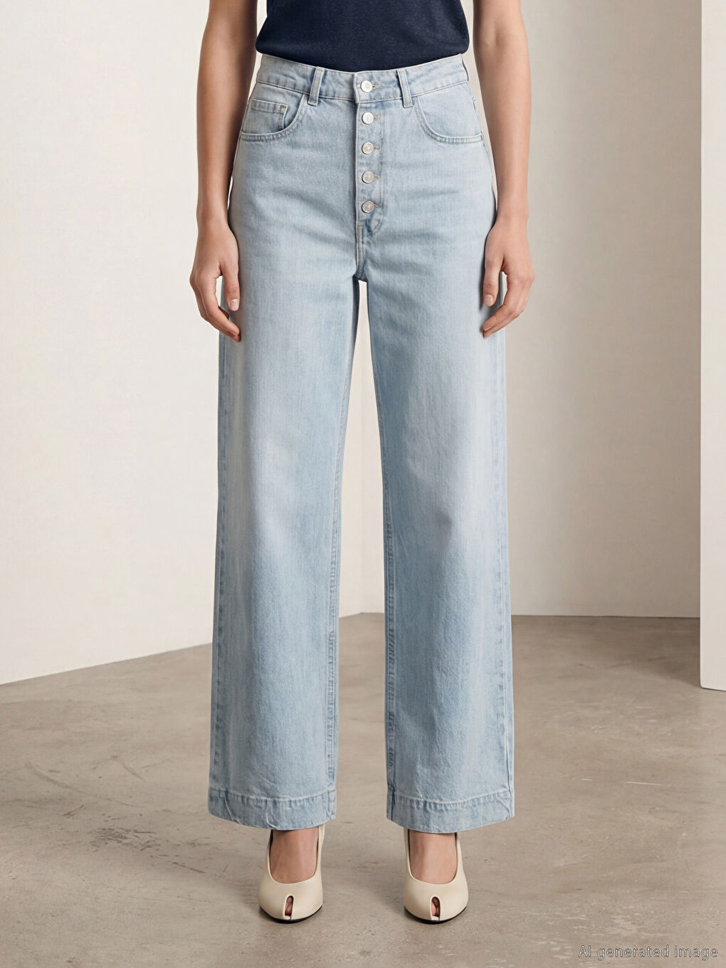 İndigo Wideleg Kadın Jean Pantolon-1