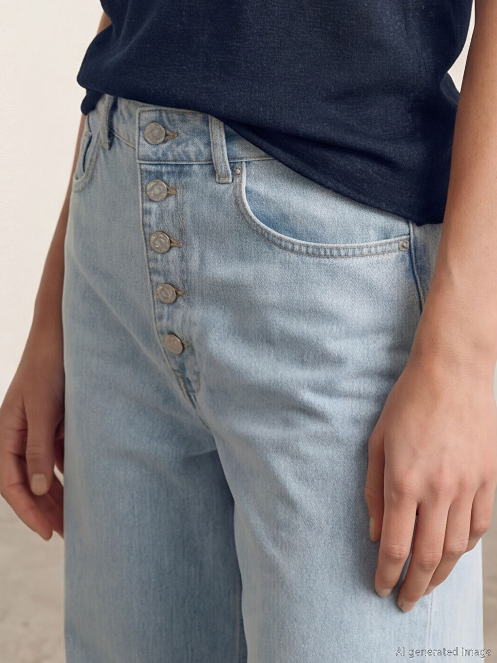 İndigo Wideleg Kadın Jean Pantolon-2