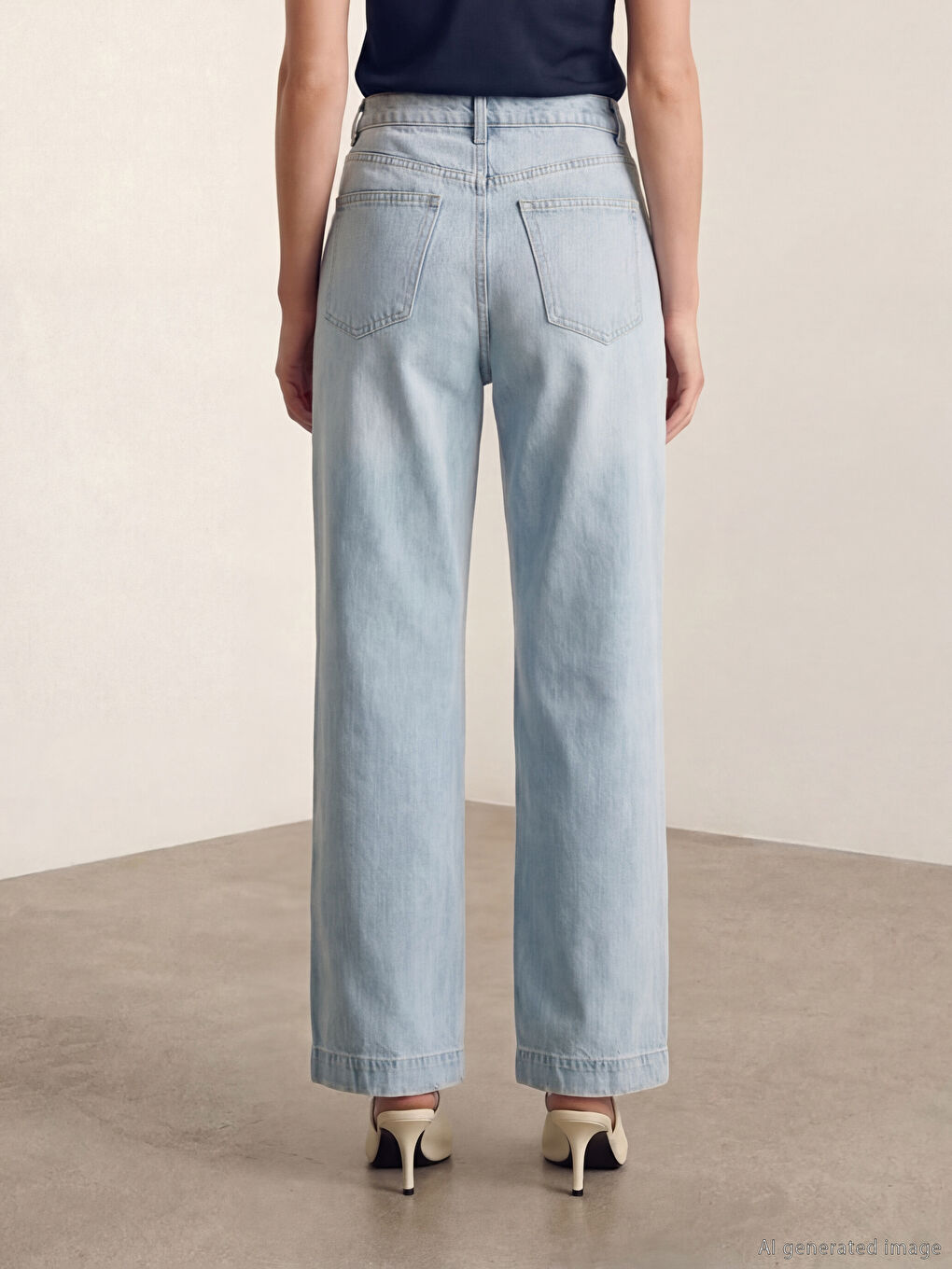 İndigo Wideleg Kadın Jean Pantolon-3