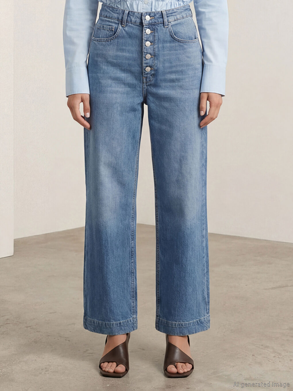 İndigo Wideleg Kadın Jean Pantolon-1