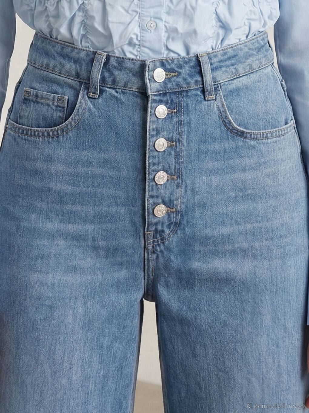 İndigo Wideleg Kadın Jean Pantolon-2