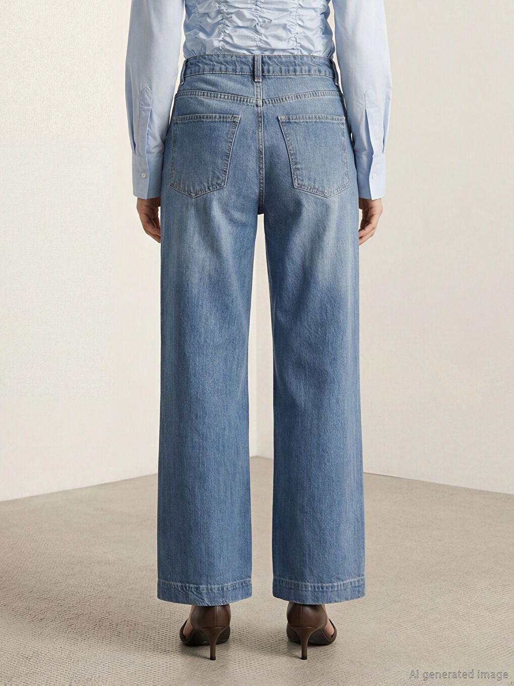 İndigo Wideleg Kadın Jean Pantolon-3