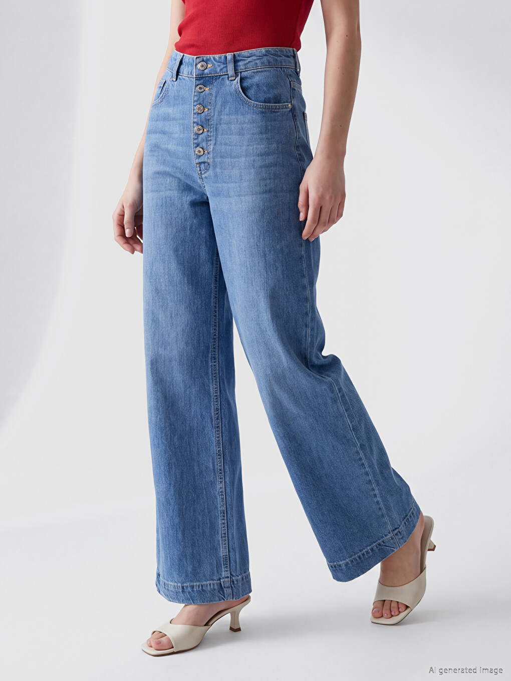 İndigo Wideleg Kadın Jean Pantolon-1