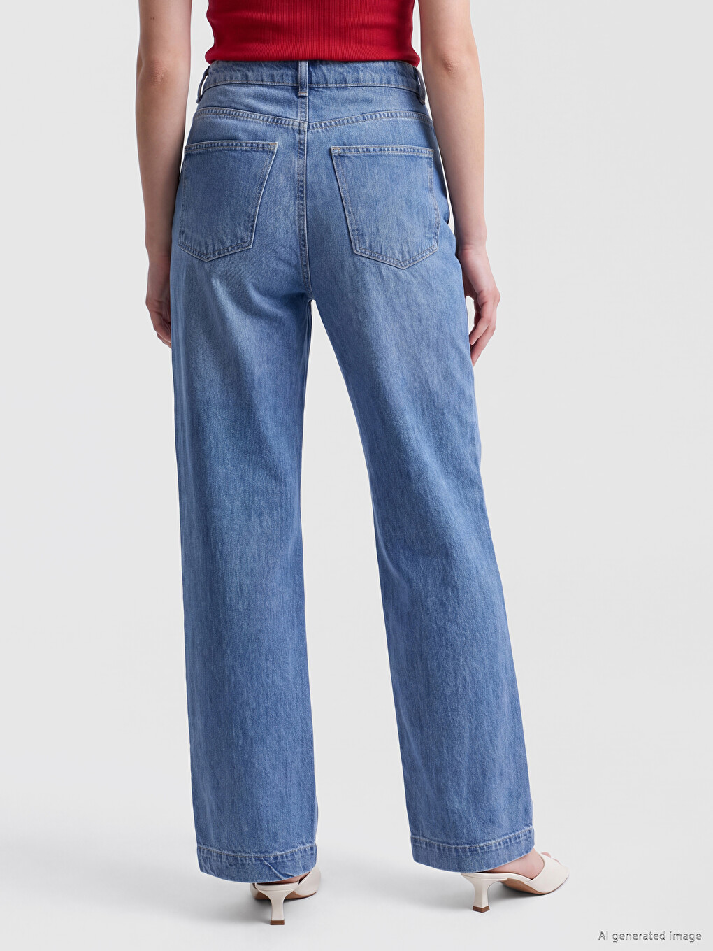 İndigo Wideleg Kadın Jean Pantolon-3