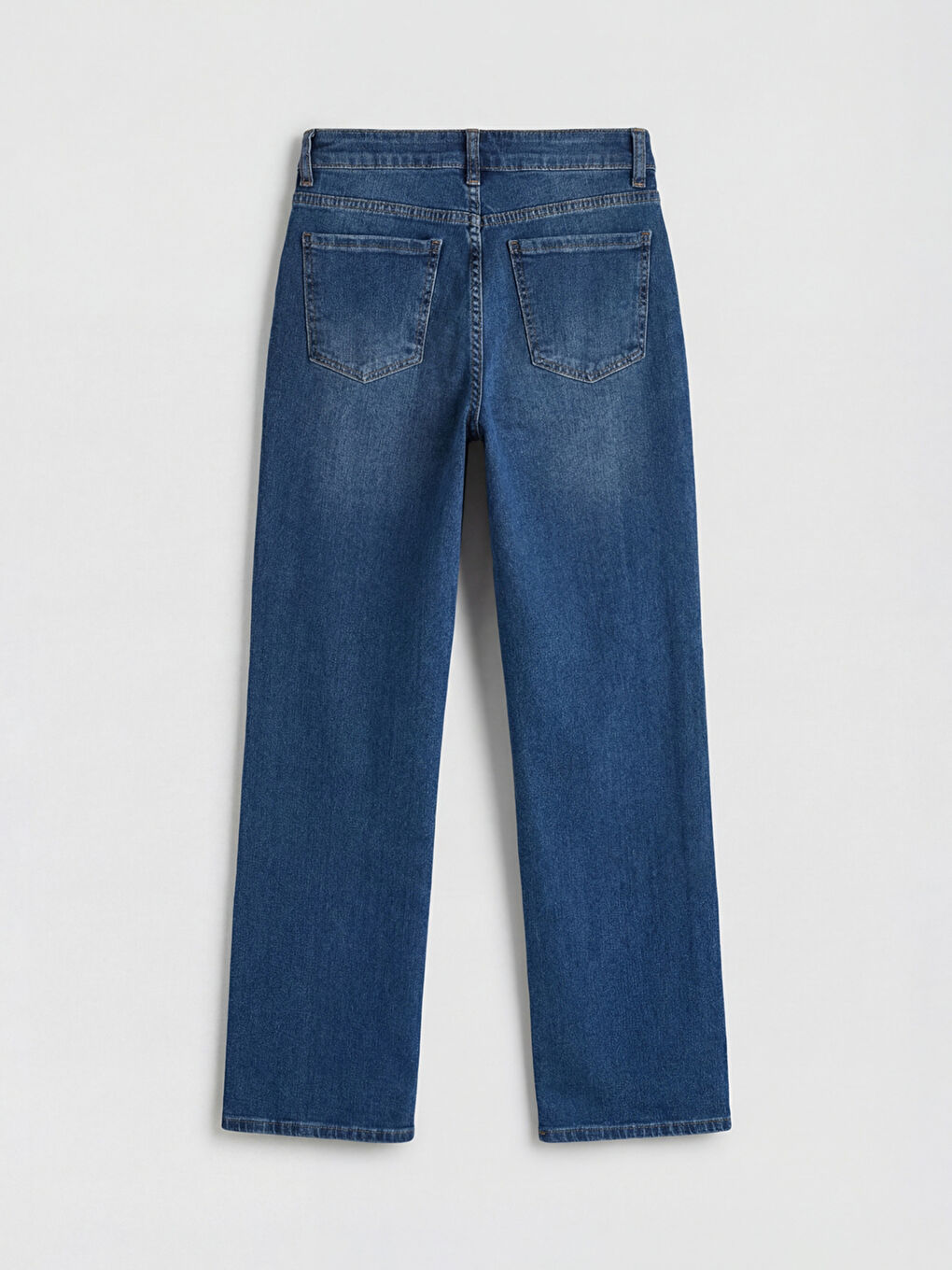 İndigo Normal Bel Straight Fit Kadın Jean Pantolon-5