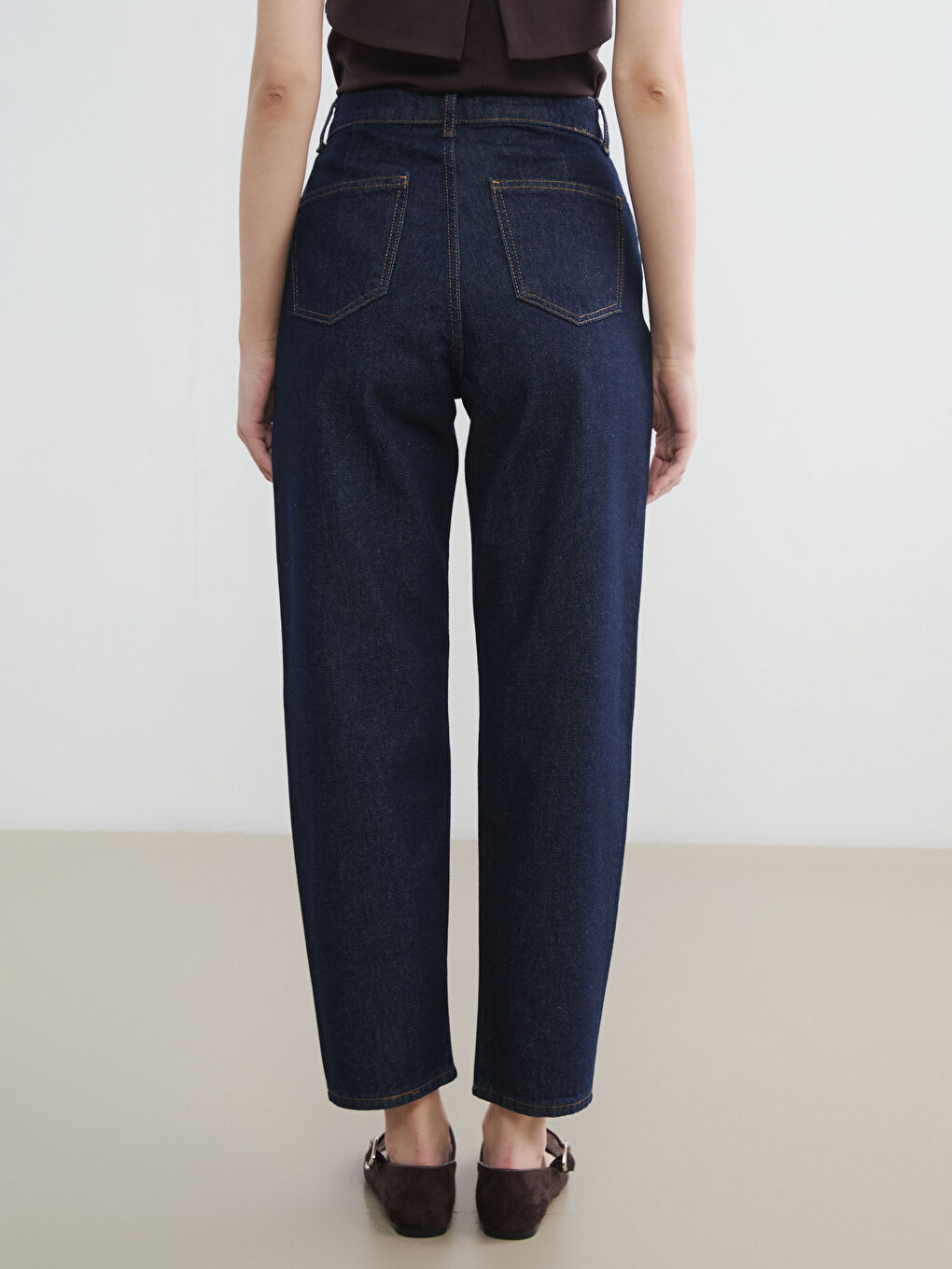 İndigo Yüksek Bel Balloon Fit Kadın Jean Pantolon-3