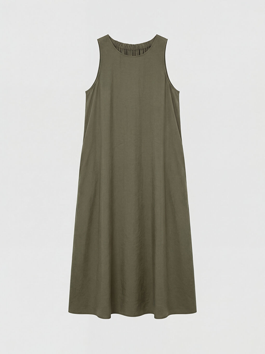 Yeşil Bisiklet Yaka Modal Karışımlı Elbise