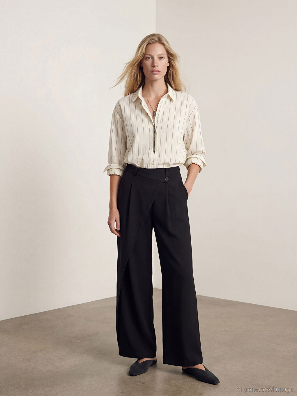 Siyah Çizgili Kadın Gömlek-1