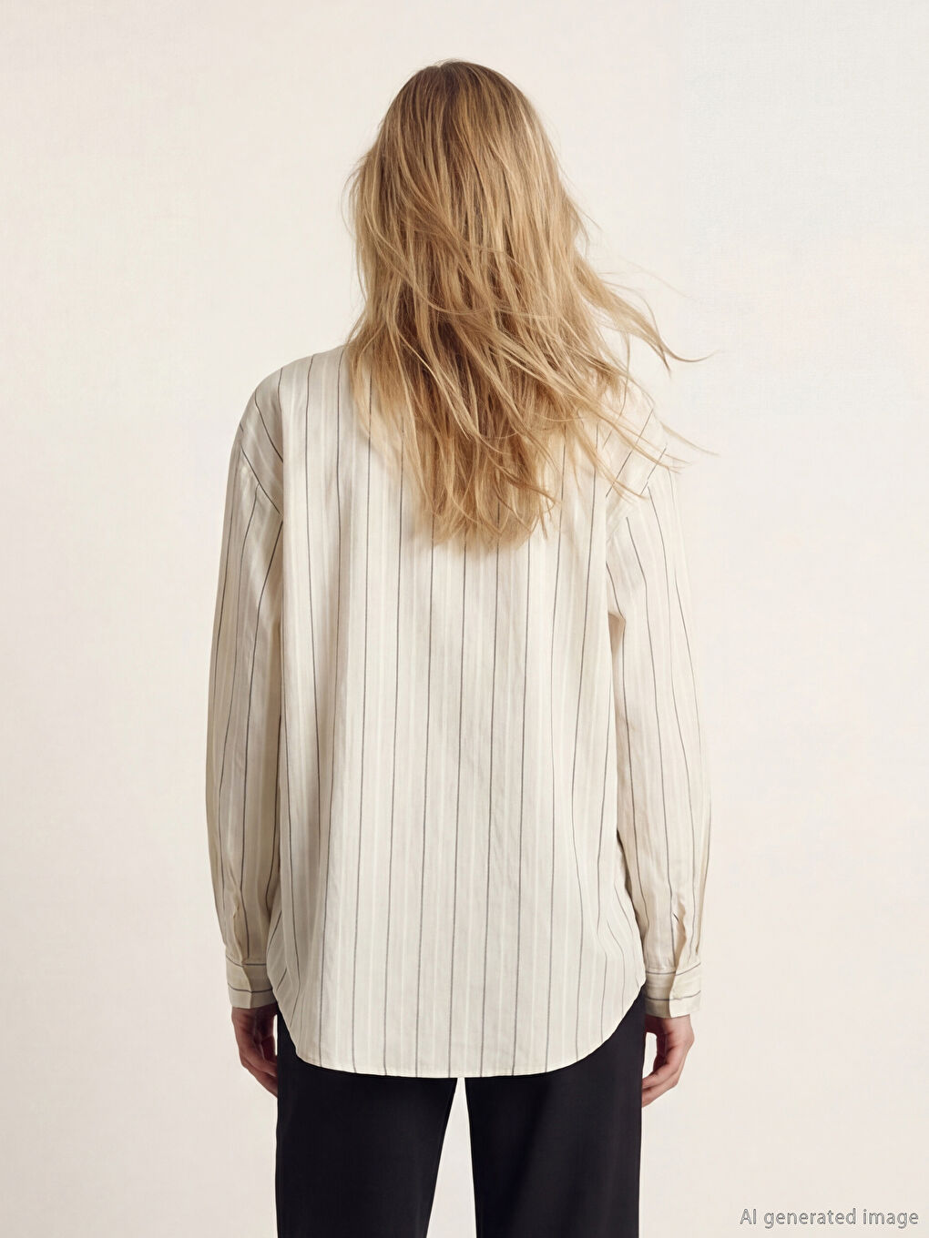 Siyah Çizgili Kadın Gömlek-3