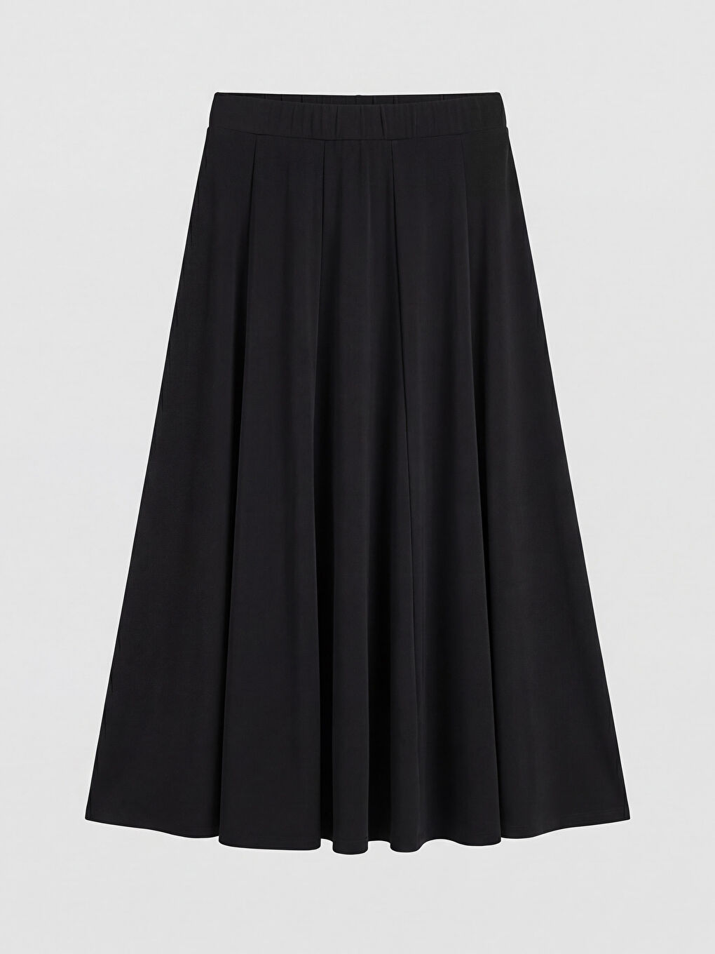 Siyah Beli Lastikli Pileli Etek