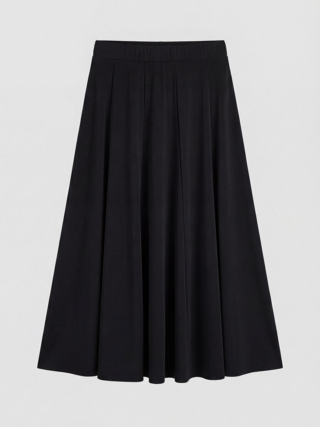 Siyah Beli Lastikli Pileli Etek-1