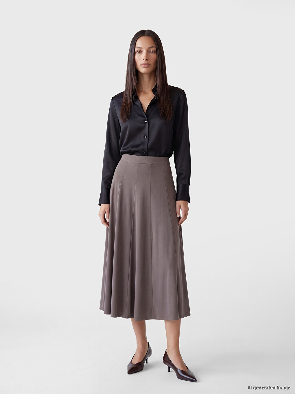 Elastic Waist Pleated Skirt-1
