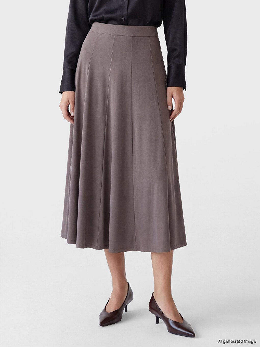 Elastic Waist Pleated Skirt-2