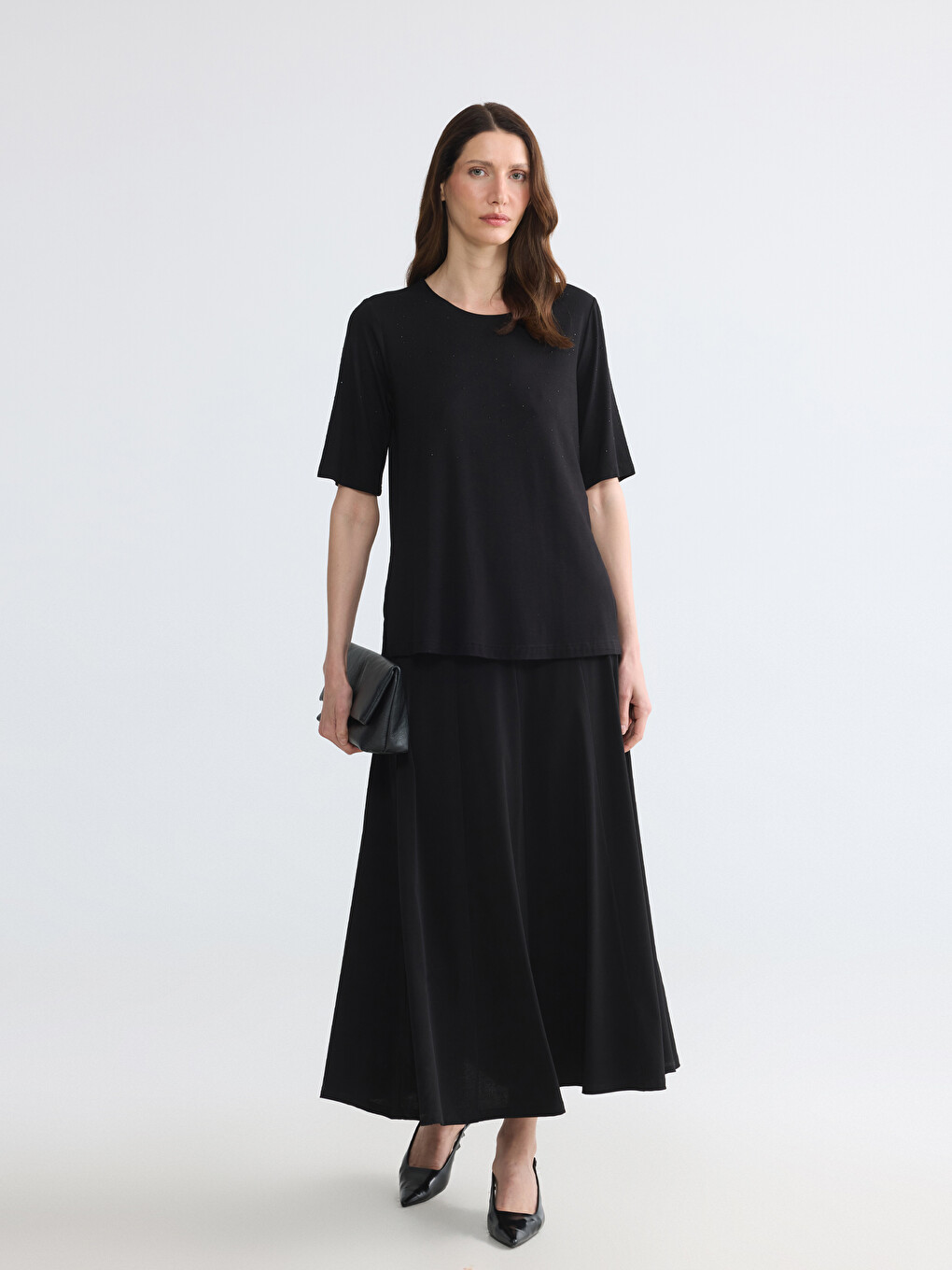Elastic Waist Pleated Skirt-1