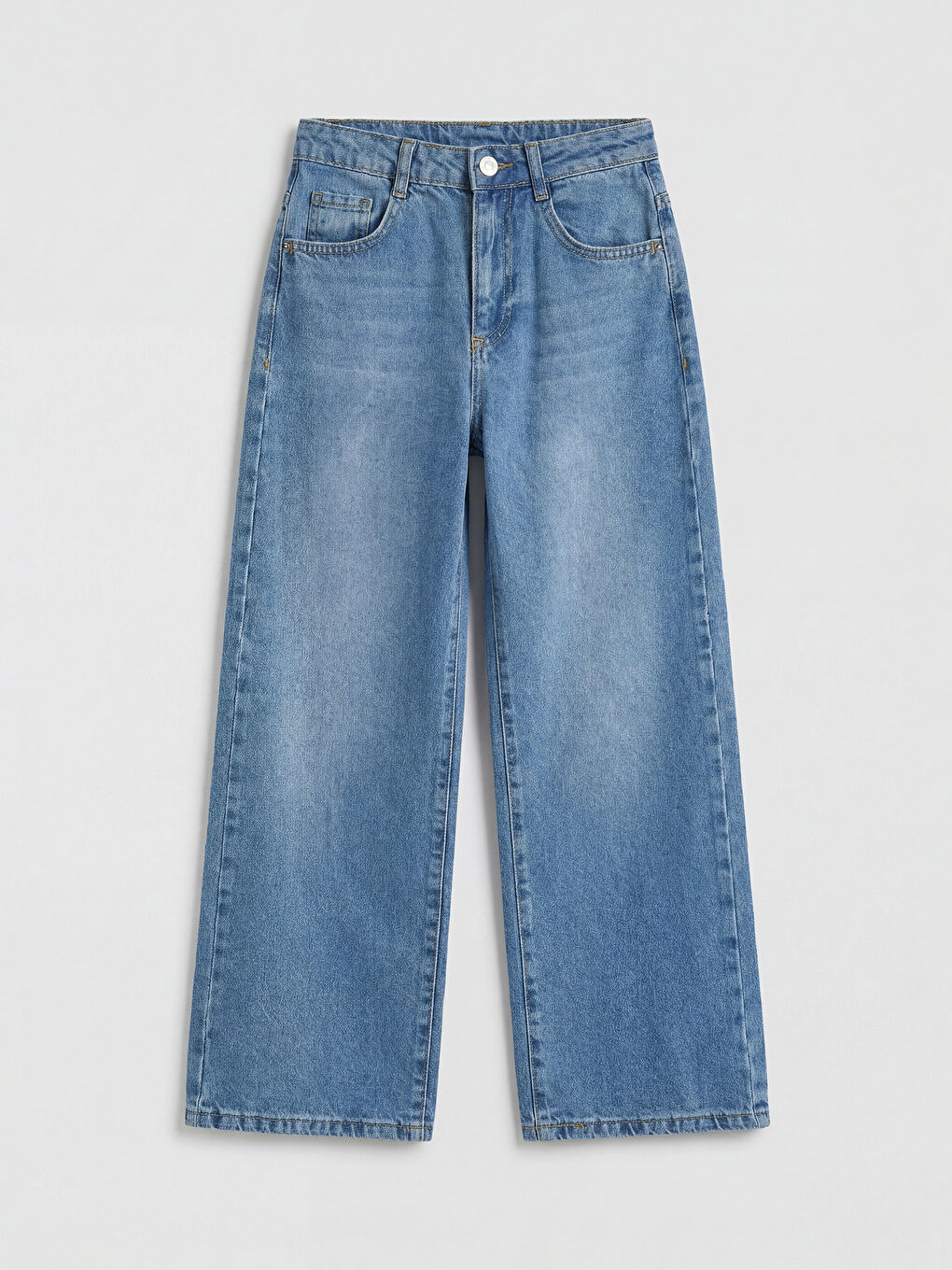 İndigo Wideleg Baskılı Kız Çocuk Jean Pantolon