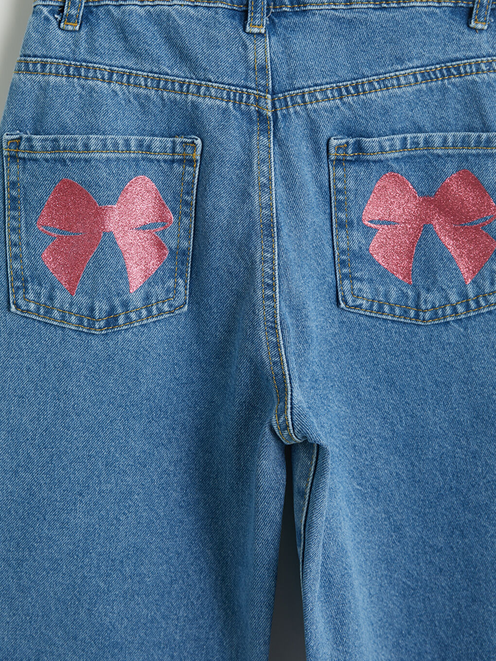 İndigo Wideleg Baskılı Kız Çocuk Jean Pantolon-2