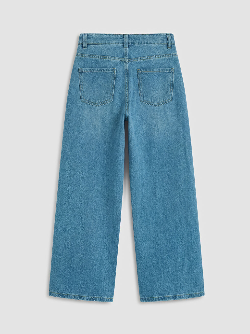 İndigo Wideleg Baskılı Kız Çocuk Jean Pantolon-1