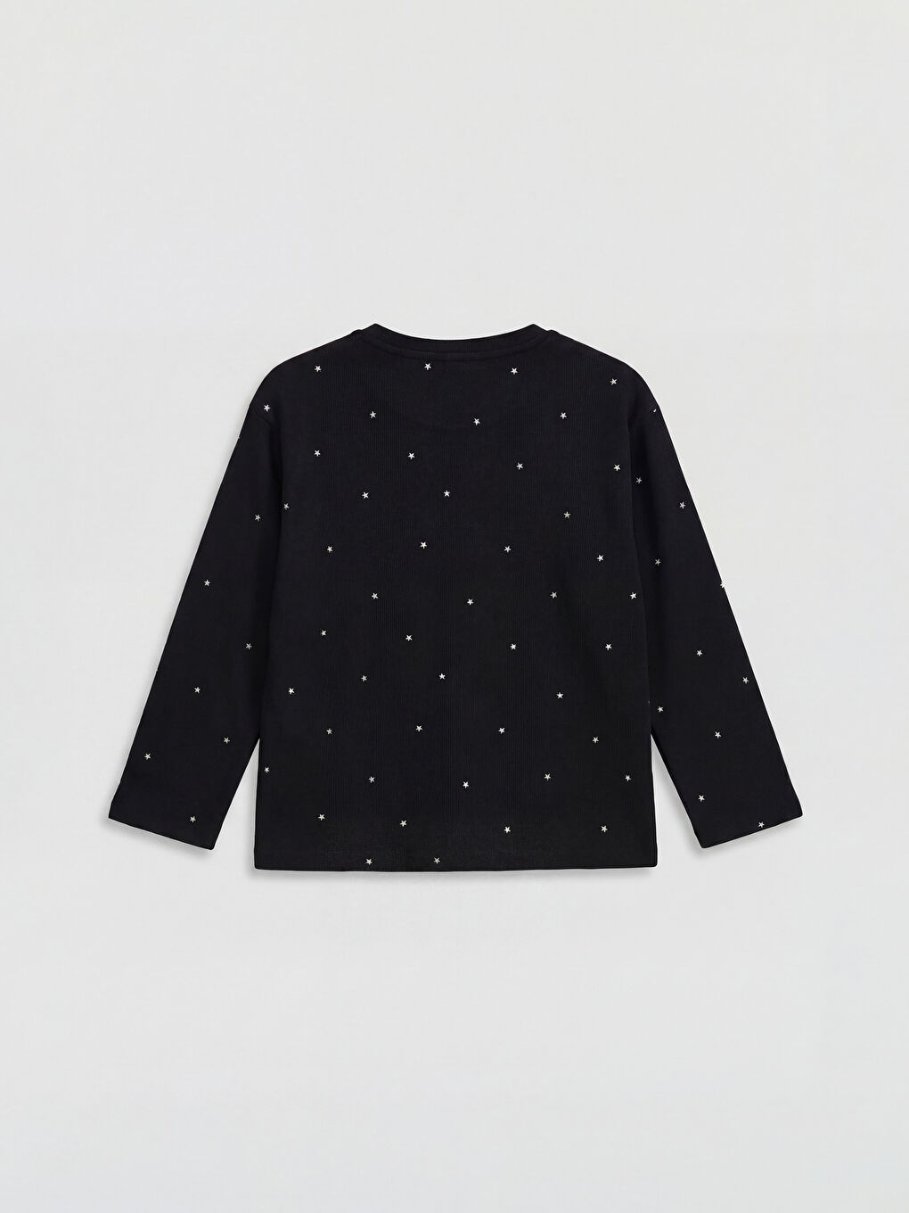 Siyah Yıldız Desenli Kız Çocuk Uzun Kollu Tişört-1