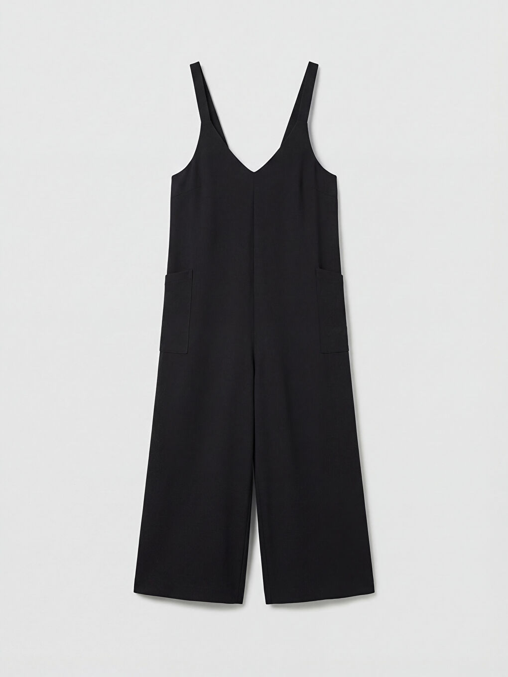 Siyah V Yaka Askılı Kadın Tulum