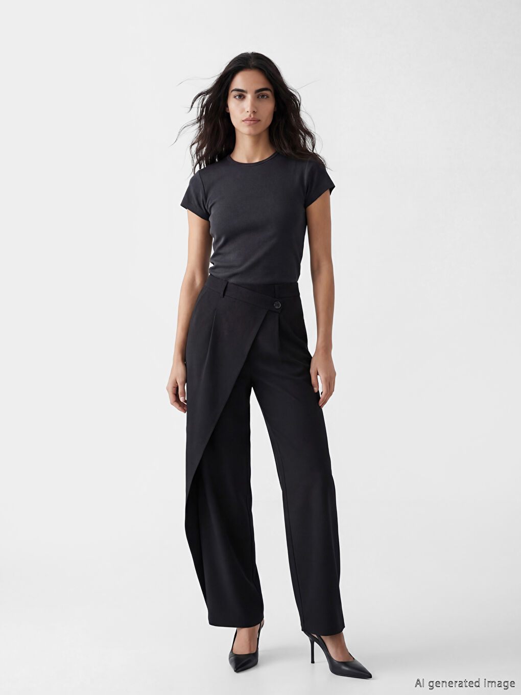 Antrasit Bisiklet Yaka Kadın Tişört-1