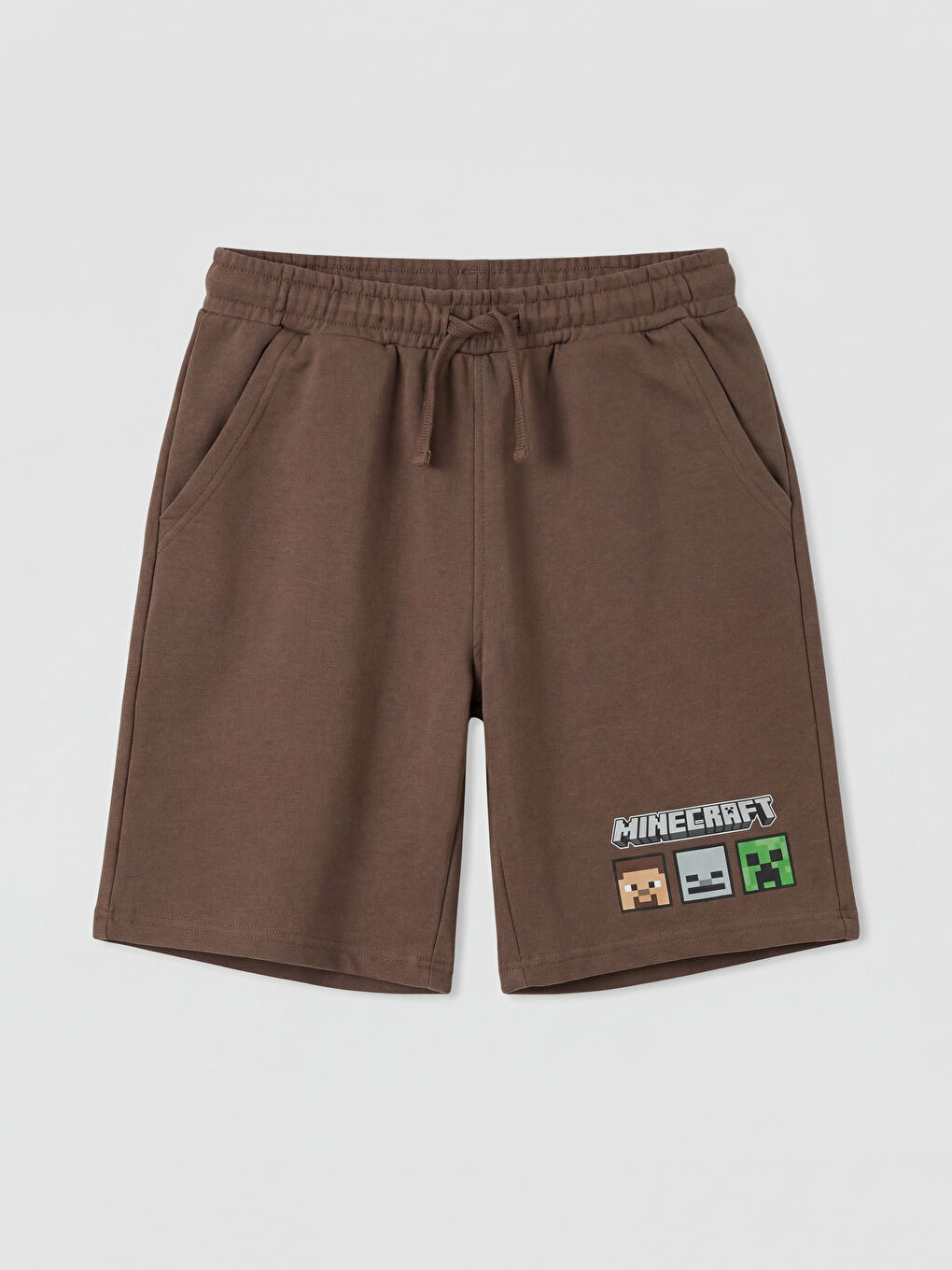 Kahverengi Minecraft Baskılı Erkek Çocuk Şort